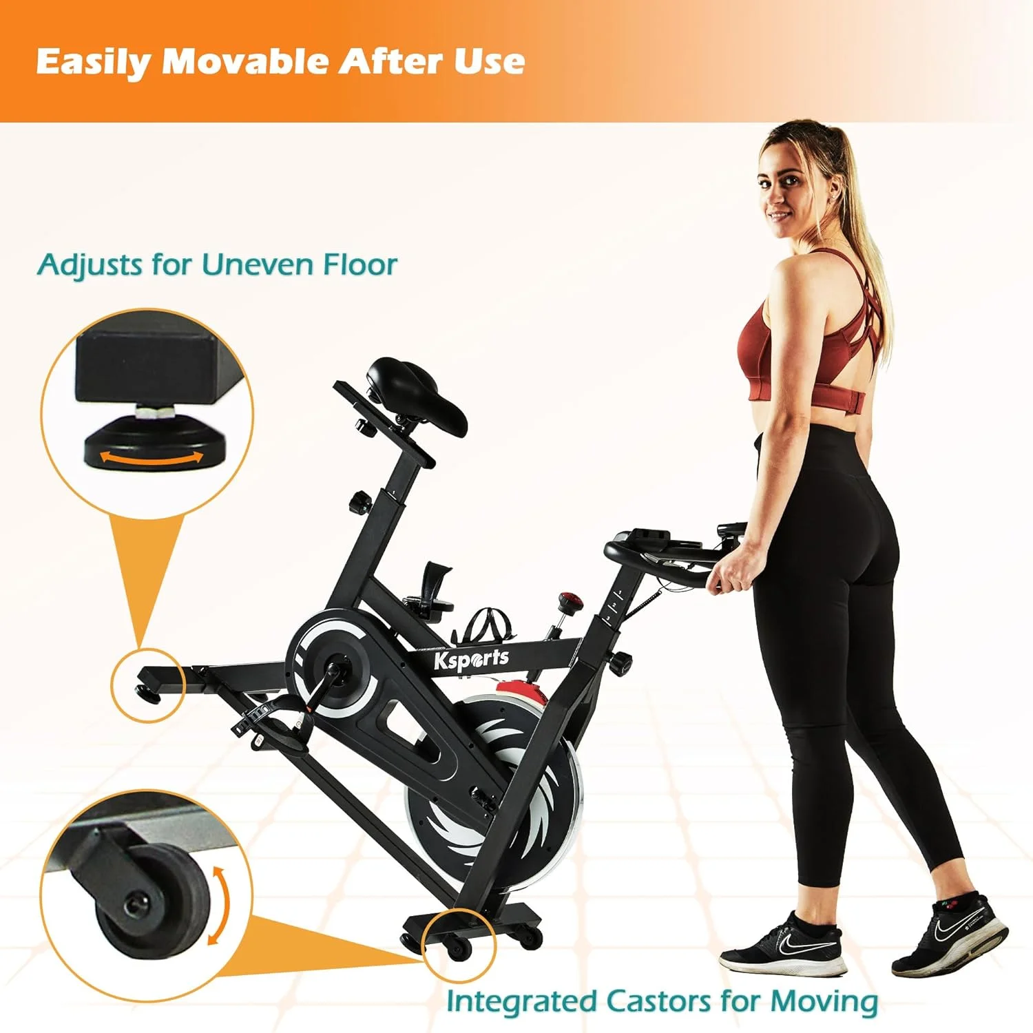 Ksports Wool Felt Resistance Exercise Bike with Ab Workout Function - Womvr