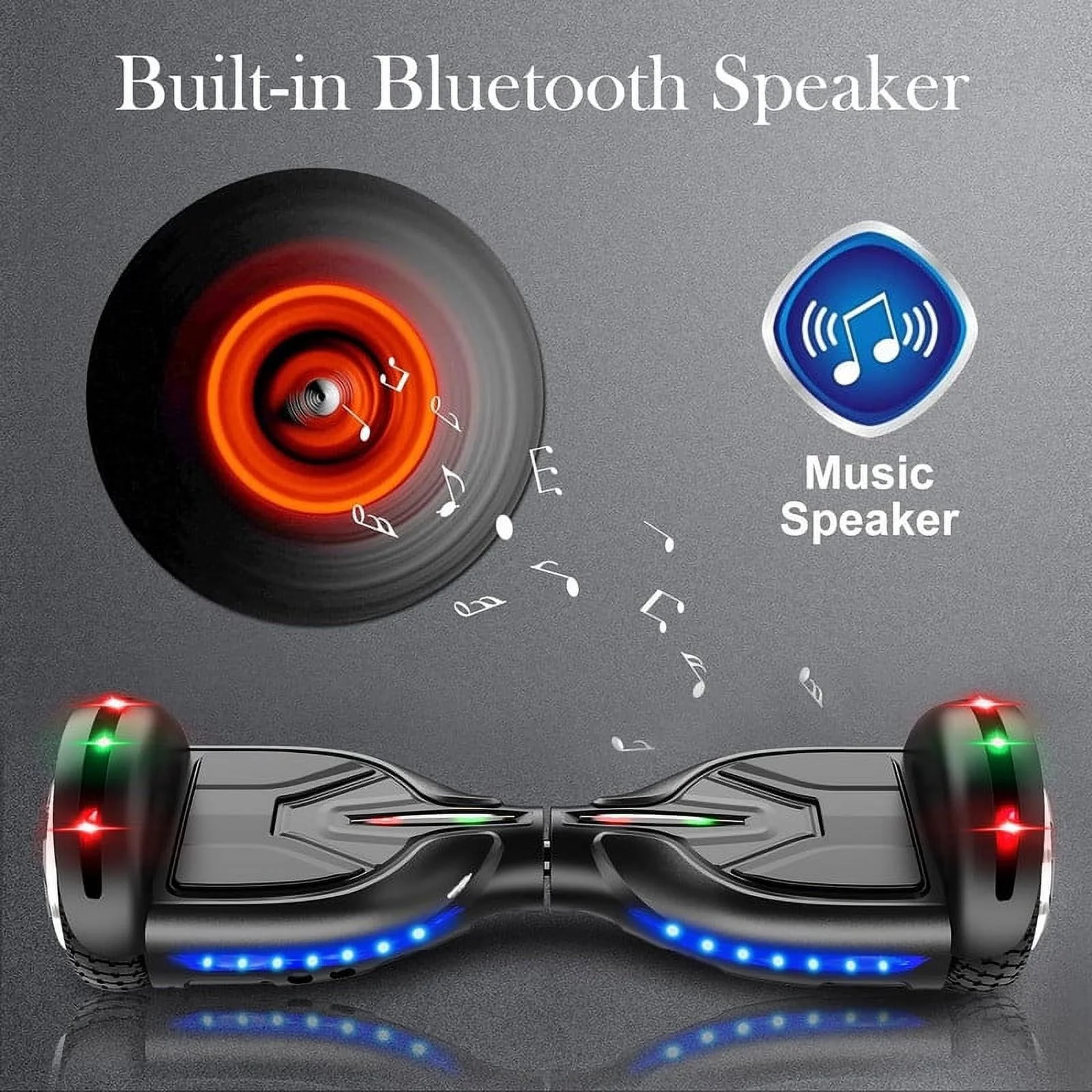 SISIGAD Hoverboard with Seat, 6.5 inch Hoverboard Go Kart Combo with Bluetooth Speaker & LED Lights for Kids Adults - Womvr