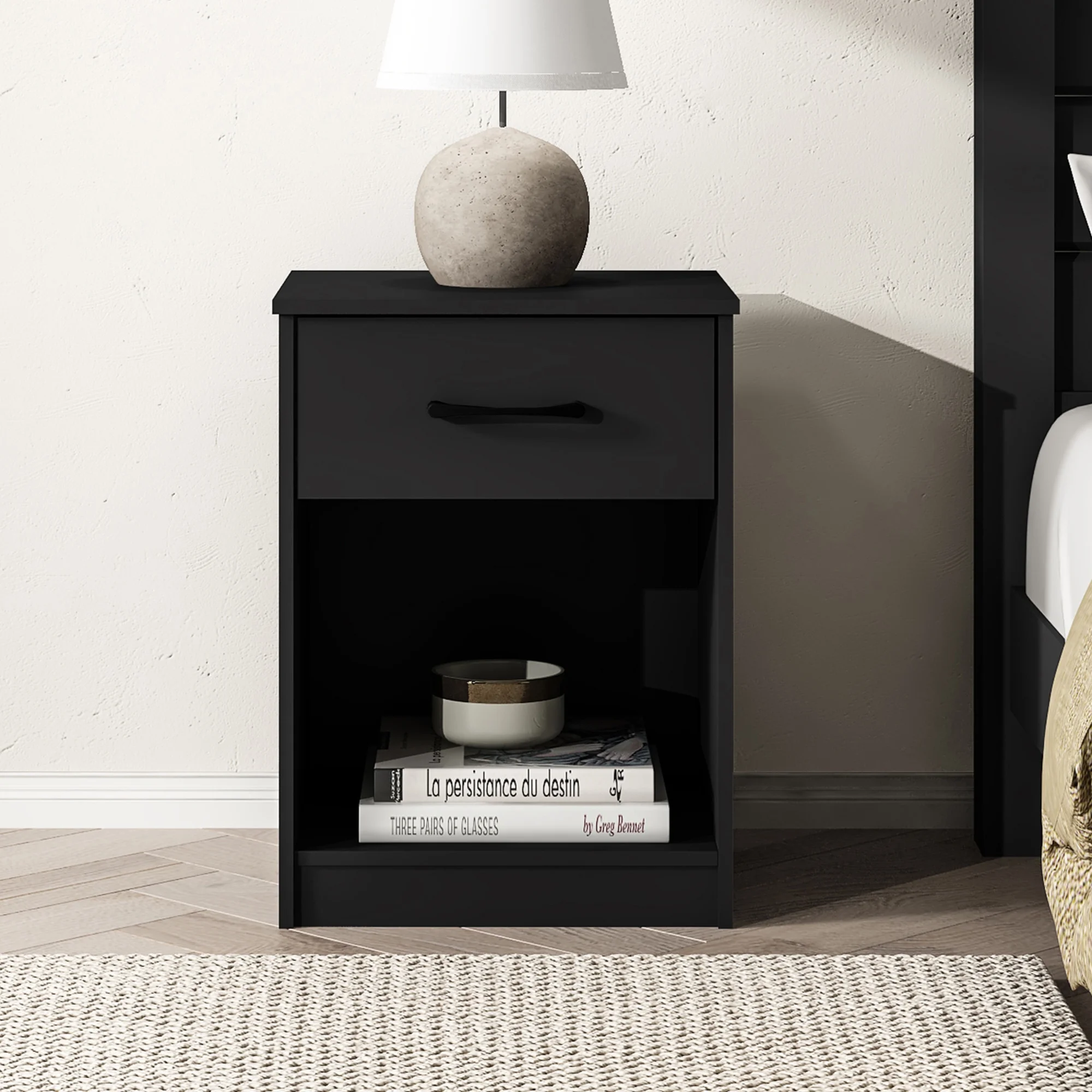 Mainstays Ardent Nightstand with 1 Drawer, White - Womvr