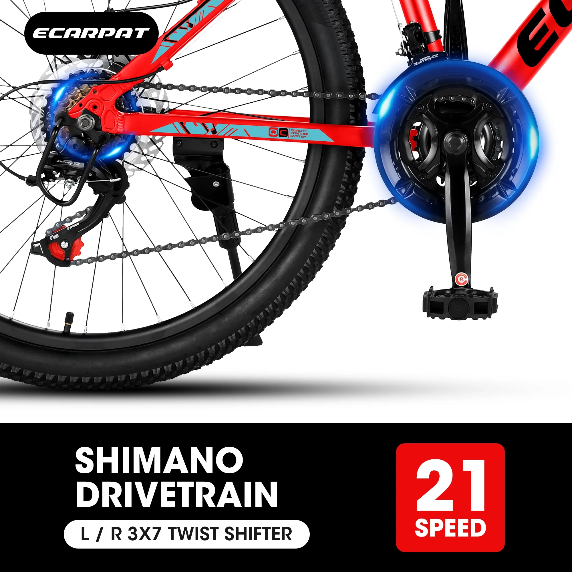 24 inch Mountain Bike for Boys Girls, Aluminum Mountain Bike with Disc Brakes - Womvr