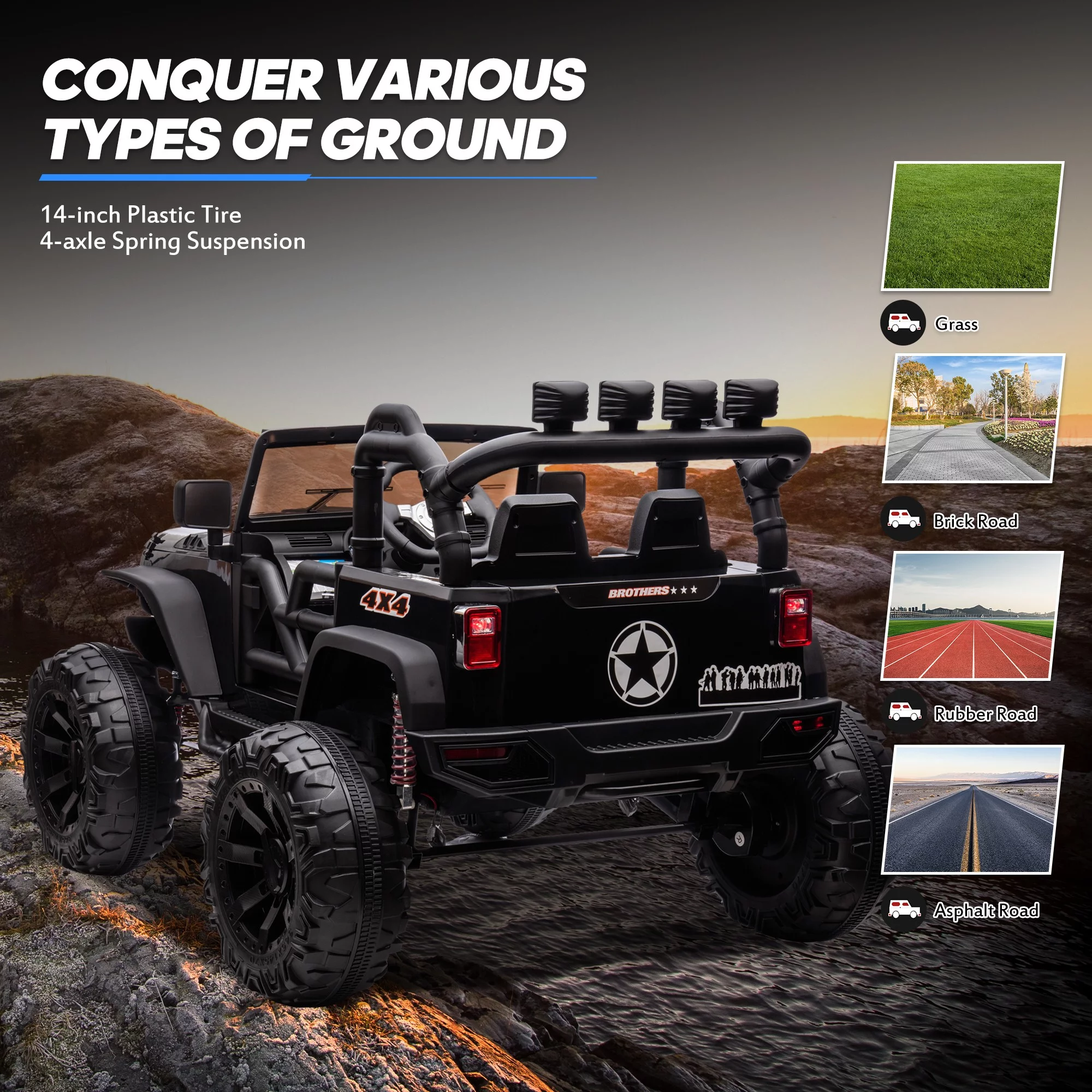 Outfunny 24V Kids Ride on Truck, 2-Seater Powered Ride on Toy Car with Remote - Womvr