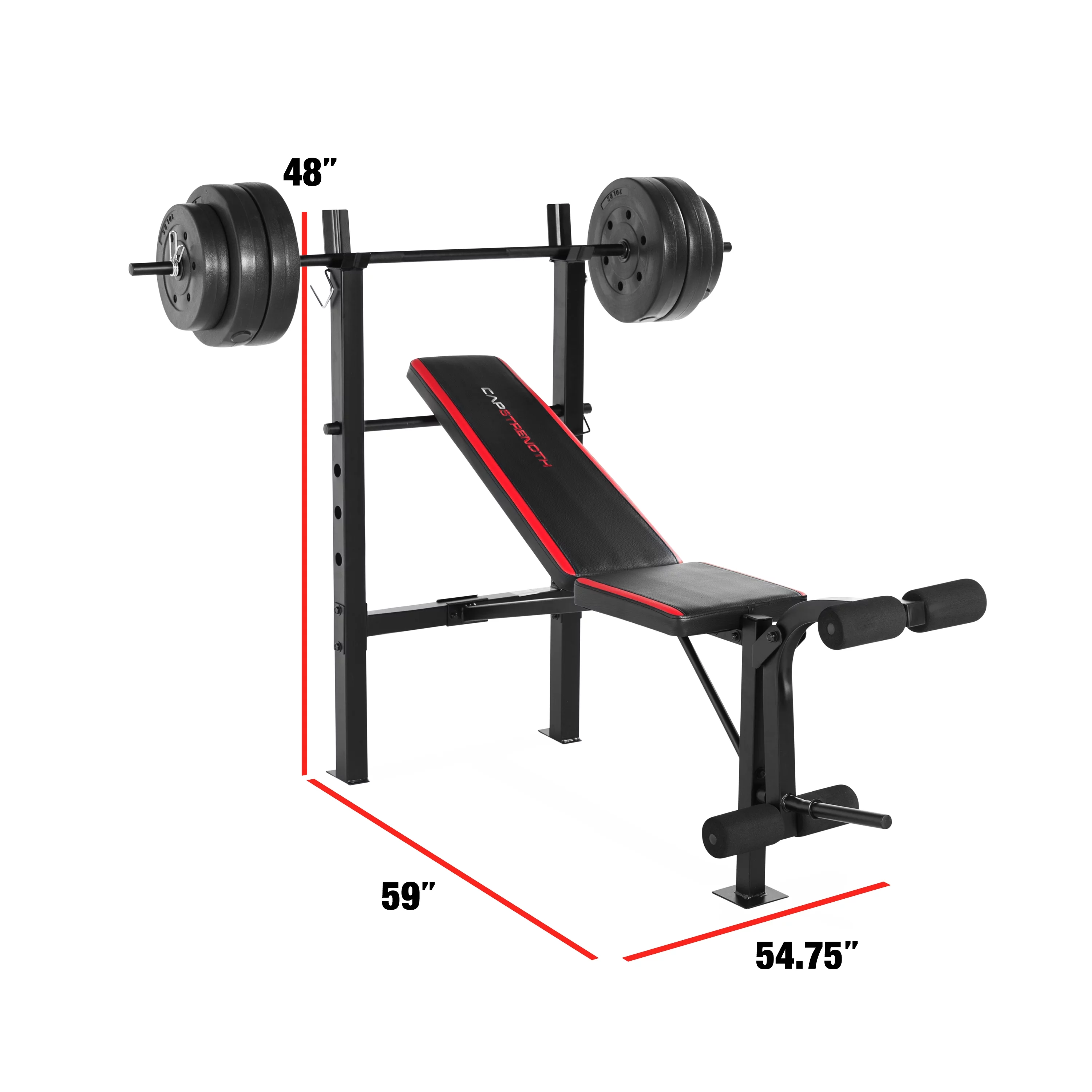 CAP Strength Adjustable Standard Combo Weight Bench with Rack and Leg Extension and 90 lb. Vinyl Weight Set - Womvr