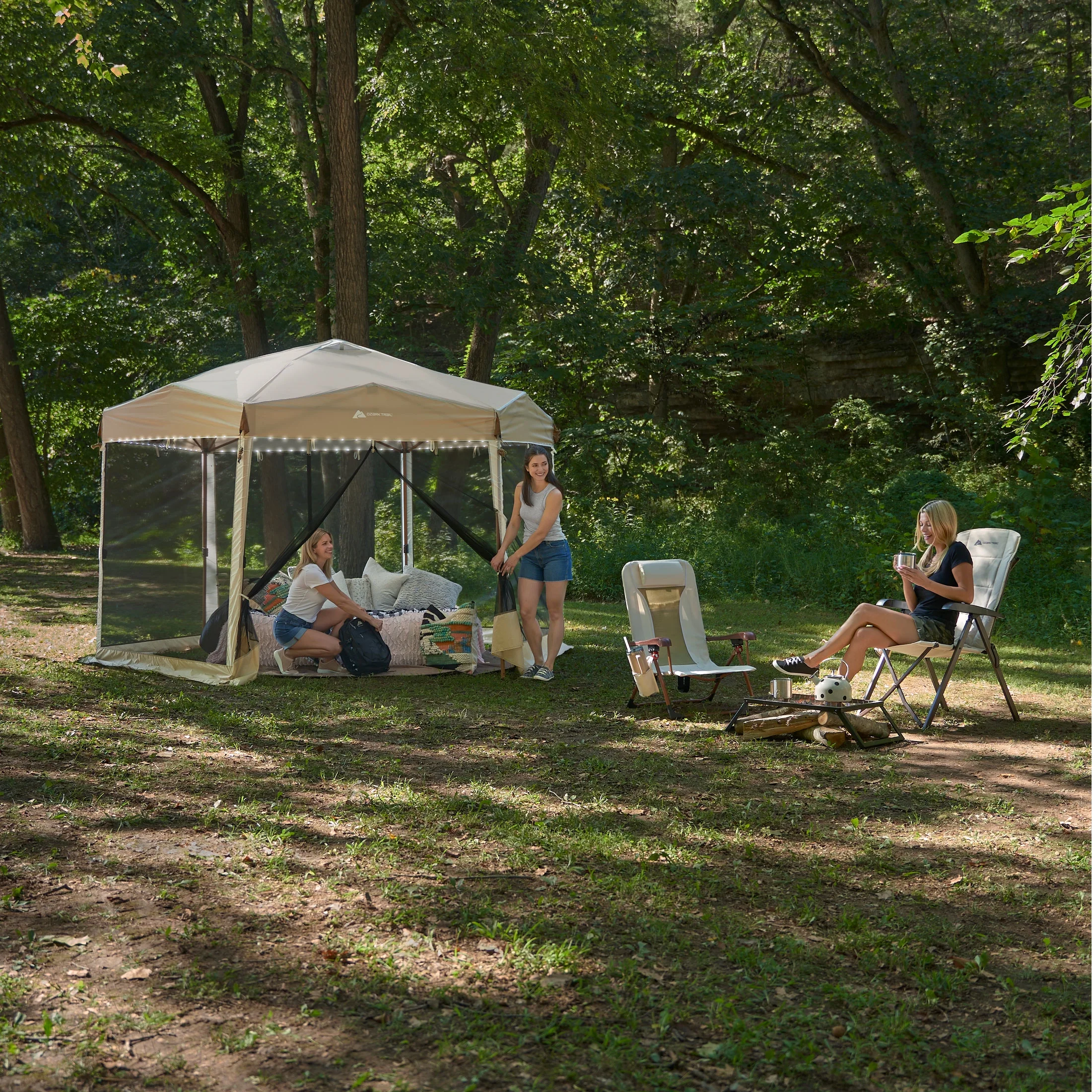 12' x 10' Glamping Hexagon Lighted Canopy - Womvr