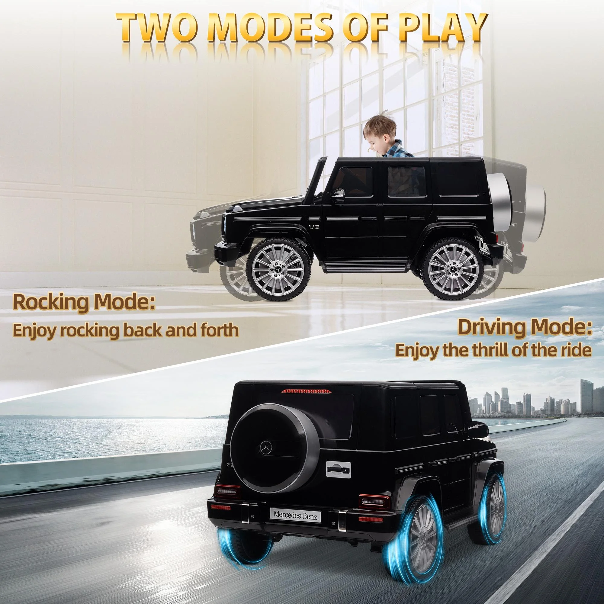 24V Ride on Car with Remote Control for Kids Mercedes Benz Ride on Car Toy for Boys and Girls 3-6 Years Old, Electric Vehicle, Bluetooth, LED Light, White - Womvr