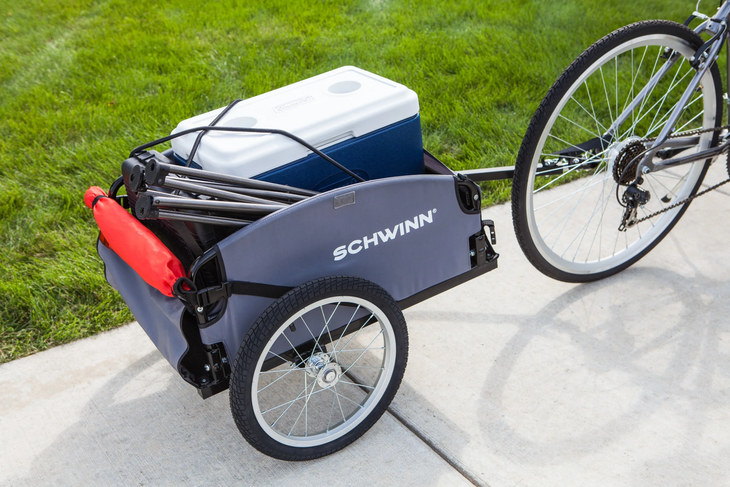 Schwinn Daytripper Cargo Trailer, 100 lbs capacity, gray / red - Womvr