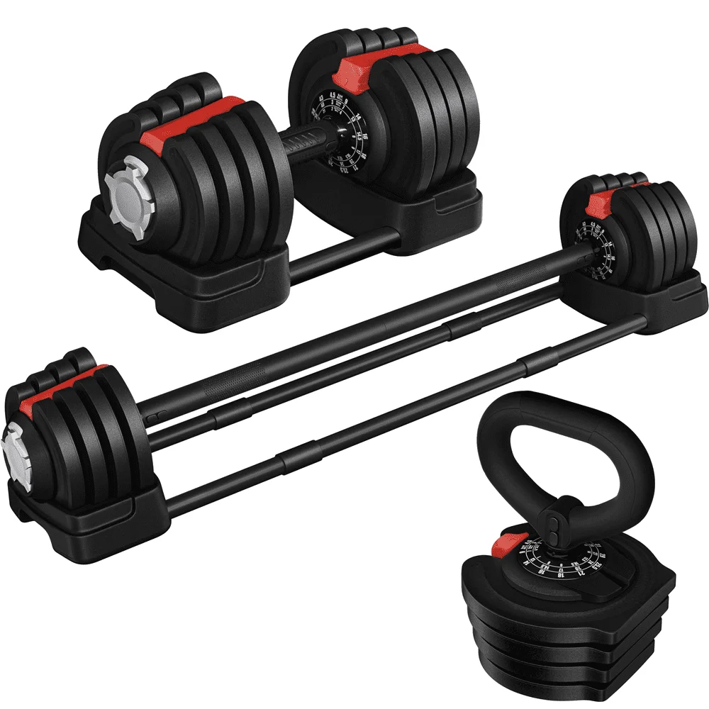 Yaheetech 3-40lbs 3-In-1 Adjust Dumbbell Weight Set with Anti-Slip Handle, Black - Womvr