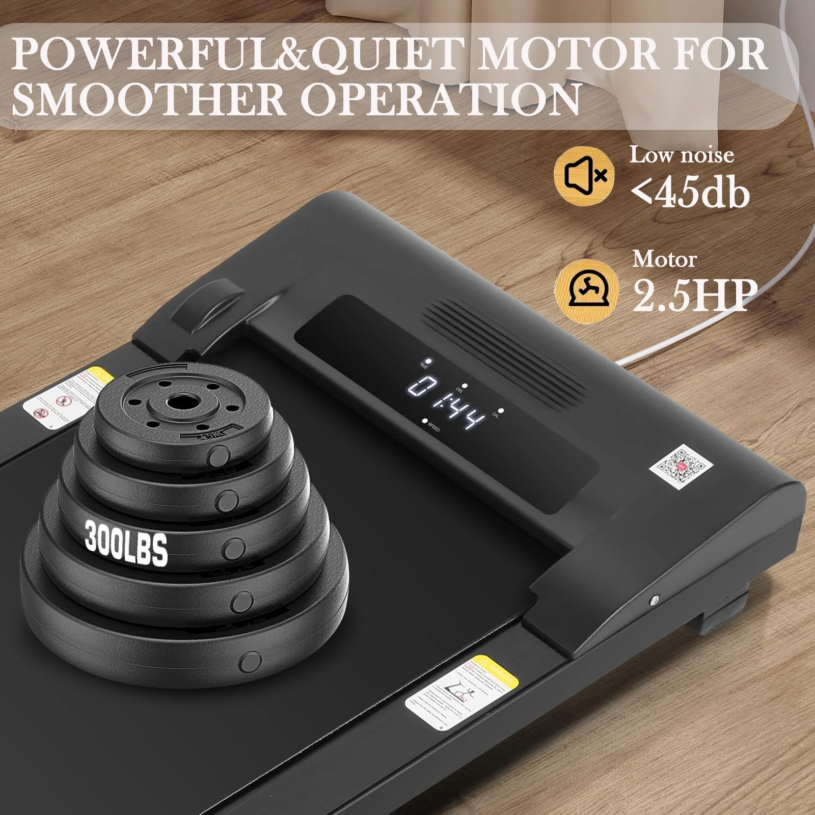 Under Desk Treadmill,2.5HP Installation-Free Slim Flat Compact Treadmill,Electric Quiet Walking Treadmill with LED Display and Wireless Remote Control for Home/Office (pink) - Womvr