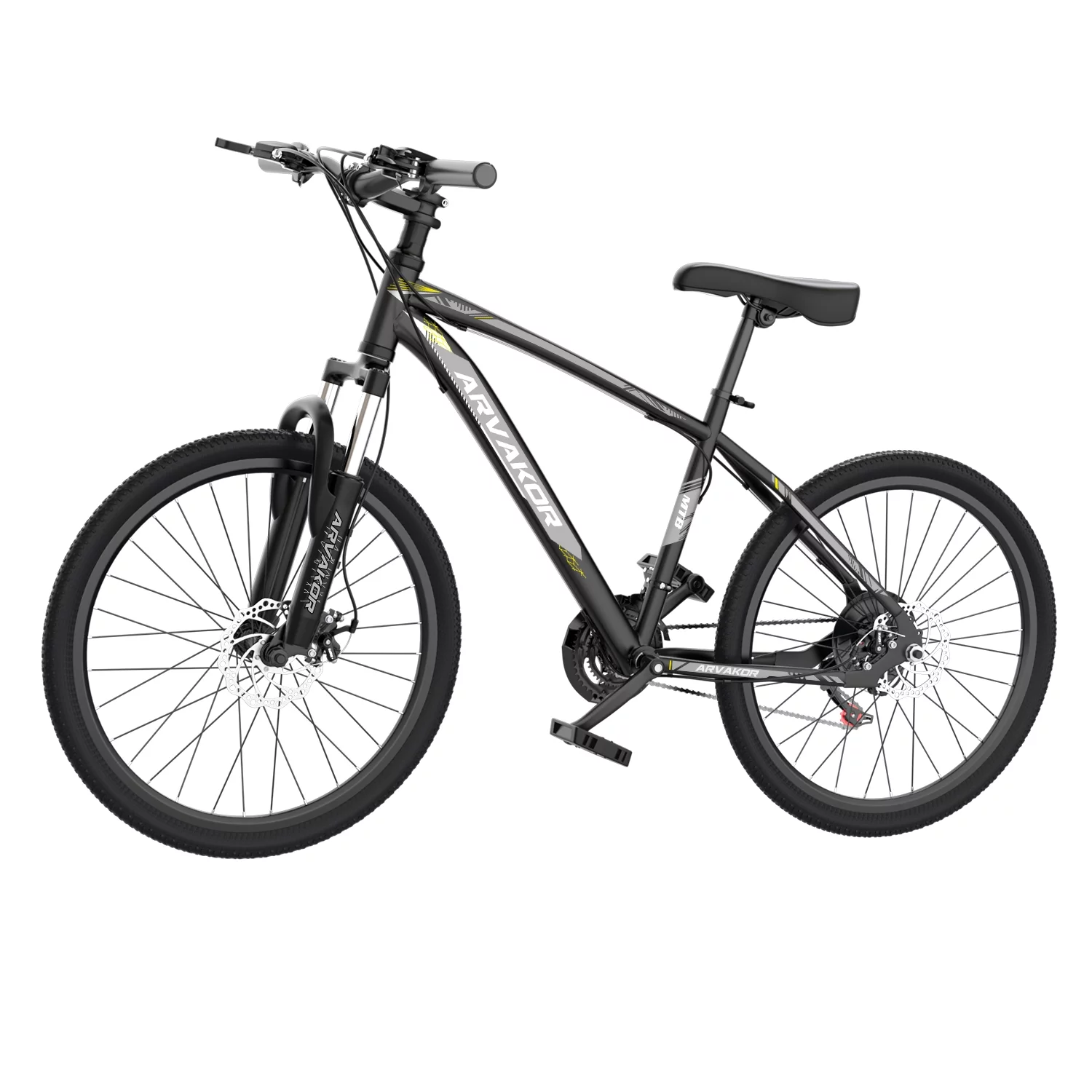 ARVAKOR 26'' Mountain Bikes for Men, 21 Speeds, Double Disc Brake, Gray - Womvr