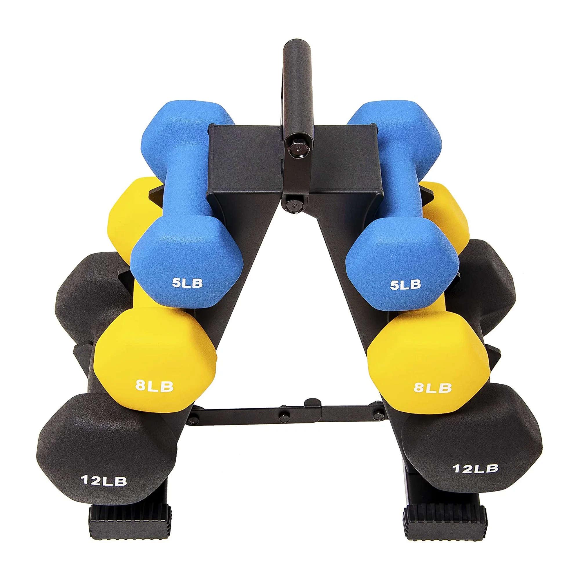 Sporzon! Neoprene Coated 3 Pairs Metal Handheld Dumbbell Weight w/ Stand - Womvr