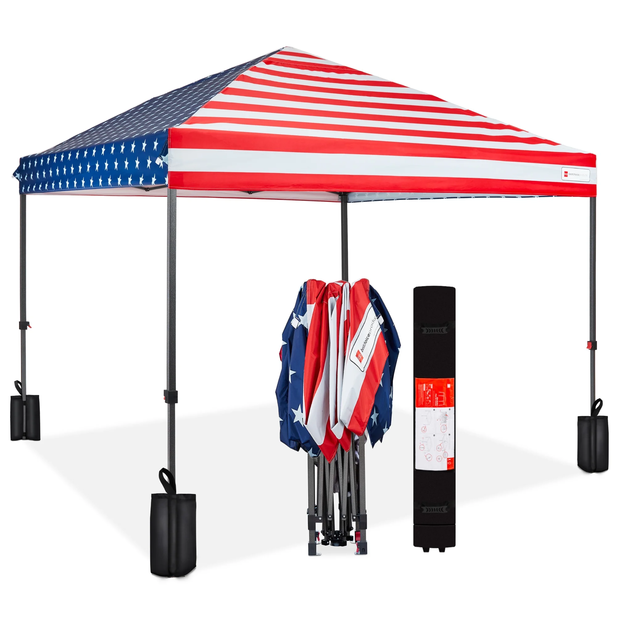 Best Choice Products 10x10ft Easy Setup Pop Up Canopy w/ 1-Button Setup, Wheeled Case, 4 Weight Bags - Cerulean - Womvr