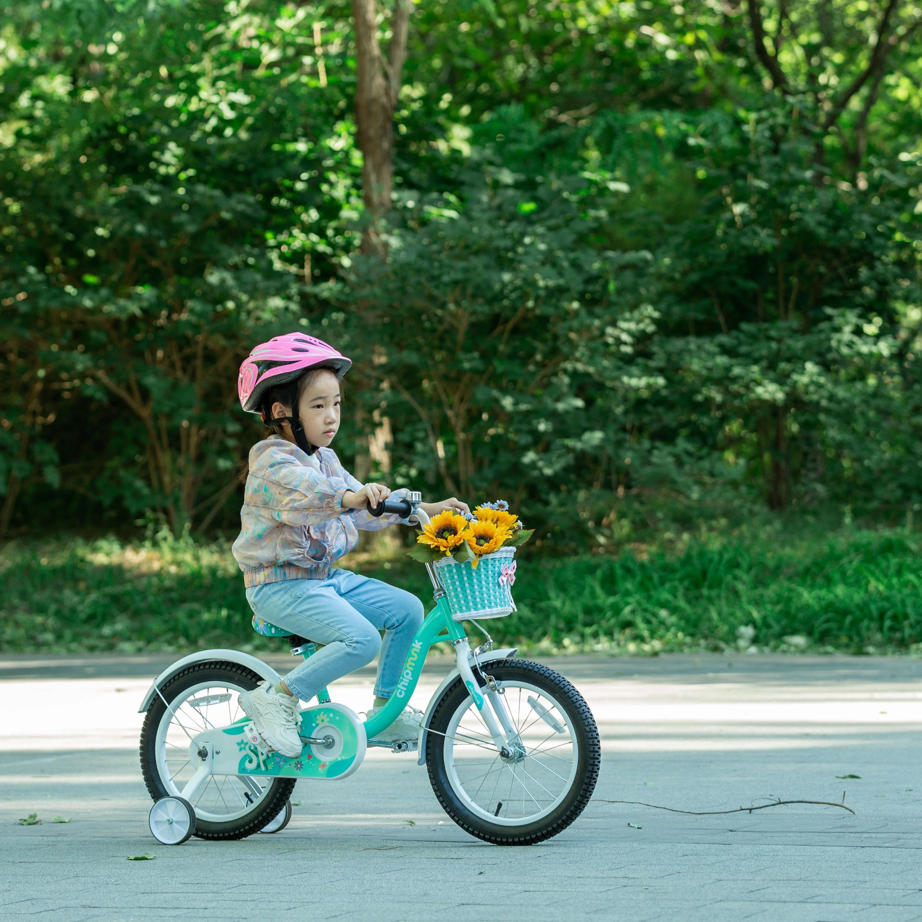 RoyalBaby Spring Kids Bike Girls 16 Inch Bicycle with Basket for Ages 3-9 Years Training Wheel Options Green - Womvr