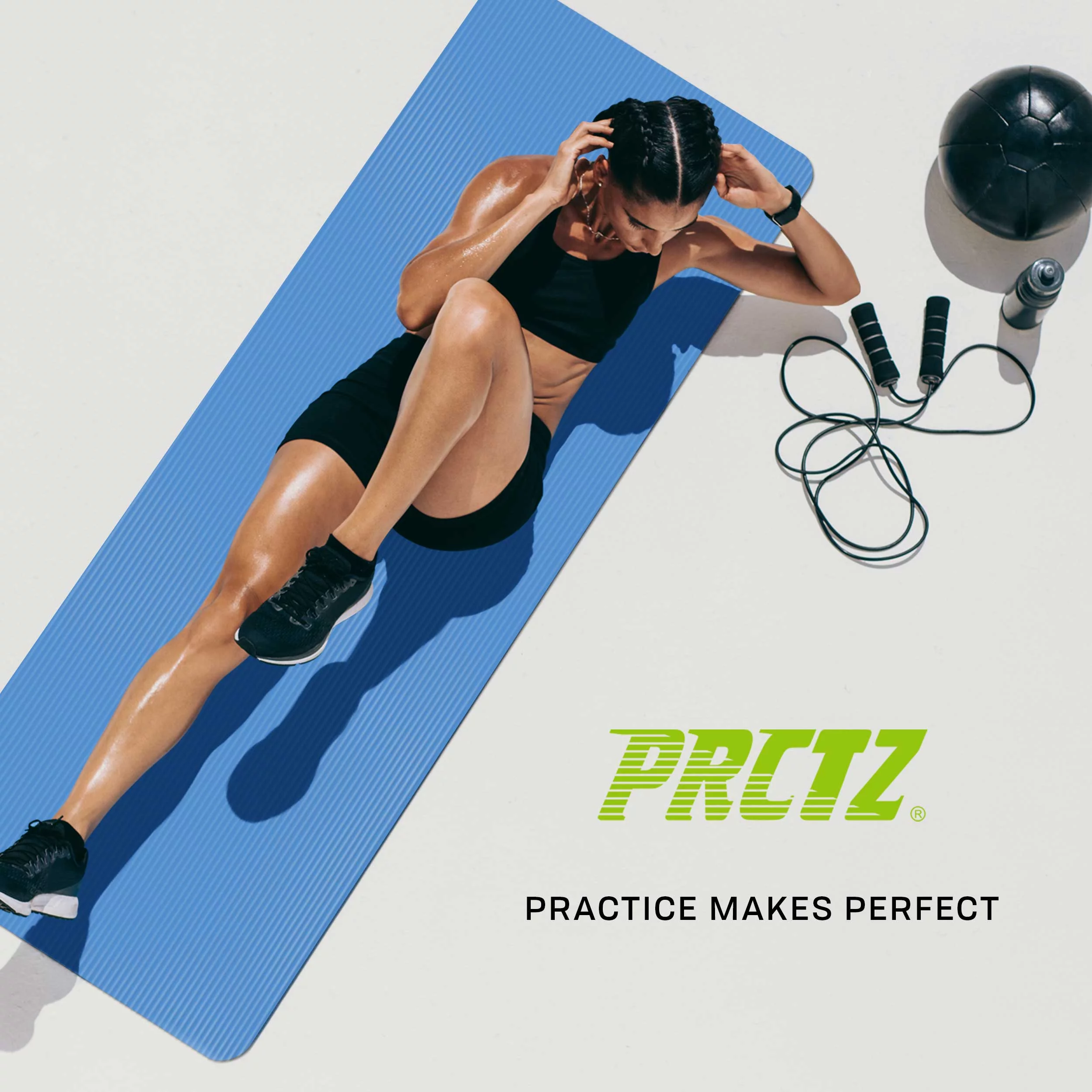 PRCTZ All-Purpose Exercise Fitness Mat, 12mm Thickness, 72inx24in, NBR Foam, Non-Slip, Carry Strap, Black - Womvr