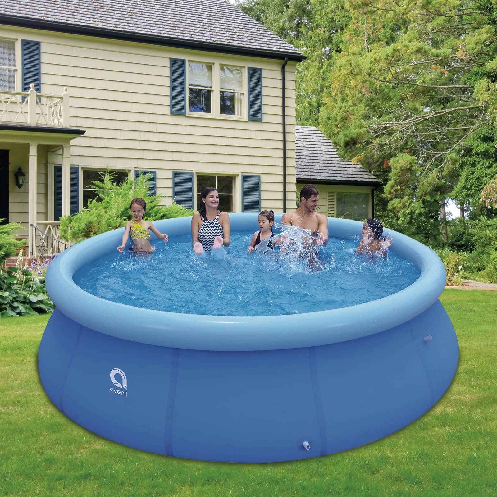 Honeydrill Above Ground Swimming Pools, Inflatable Top Ring Round Pool, Blue (10 ft x 30 in) - Womvr