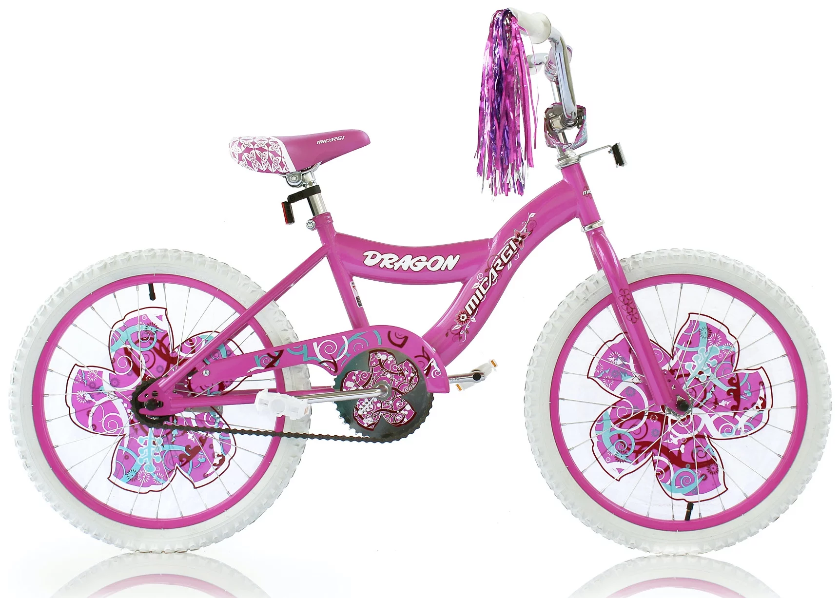 Wonder Wheels 20 In. Girl's BMX S-Type Frame Bicycle Coaster Brake One Piece Crank Pink Rims White Tire Kid's Bike – Pink - Womvr