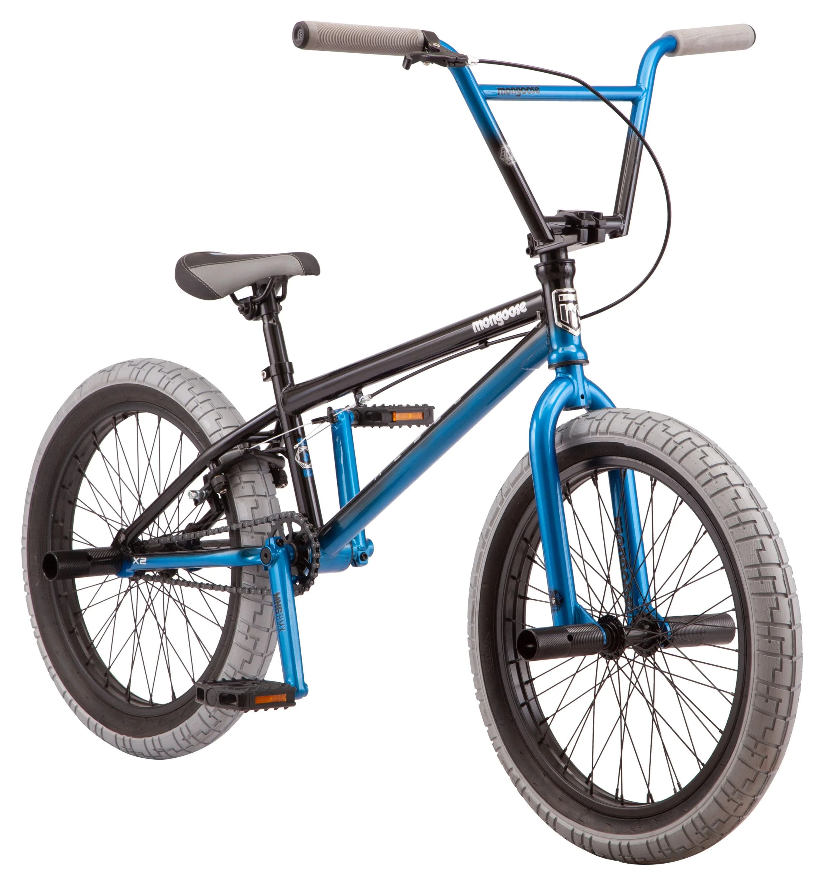 Mongoose Rebel X2 Kids Boys 20-in. BMX Bike, Black & Blue - Womvr