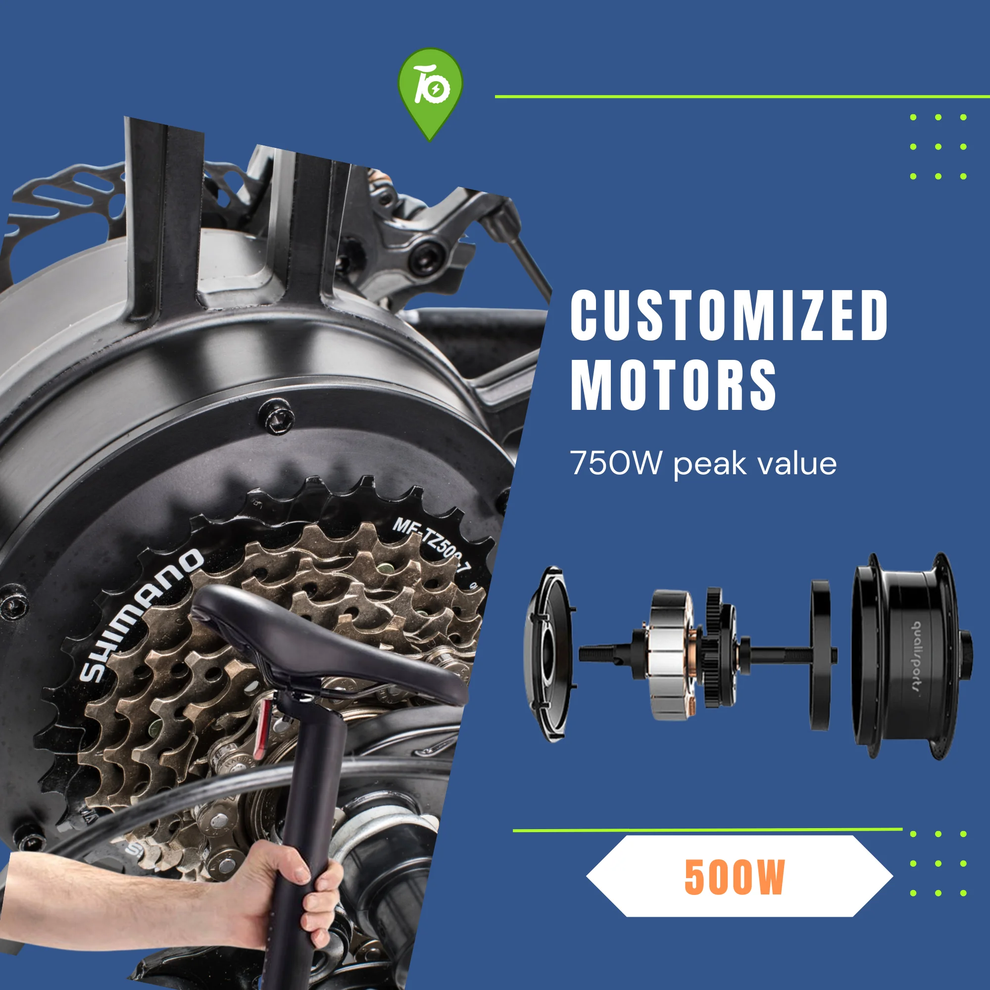 Qualisports Foldable Ebike for Adults, 500W with Removable Battery, 48V 10.5Ah Fat Tire Electric Bicycle, 7-Speed - Womvr