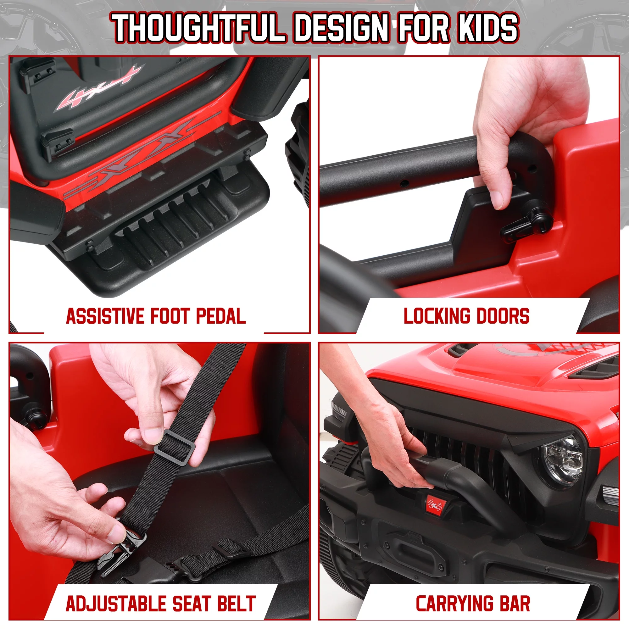 Wisairt 24V Kids Ride on Truck, 2 Seater Powered Ride on Car w/ Remote Control and Storage Space, 3 Speeds, Bluetooth, LED Lights (Black) - Womvr