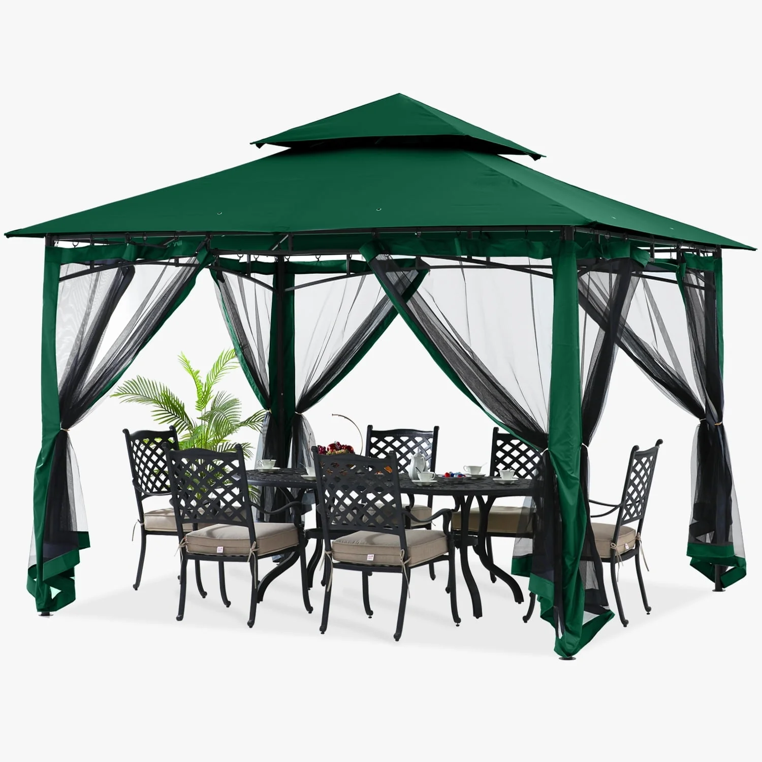 ABCCANOPY 9'x9' Patio Gazebo With Mosquito Netting and Double Soft Roof Canopies for Shade and Rain,Rust Red - Womvr