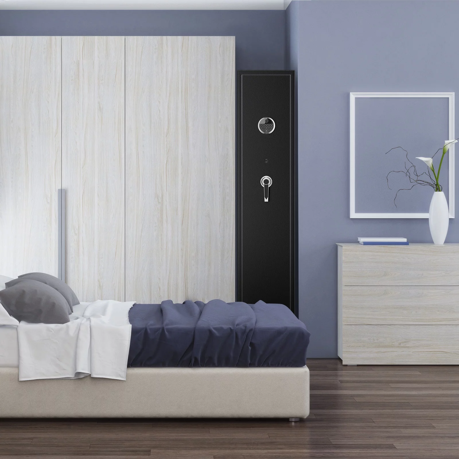 SRWTRCHRY Fingerprint 5-Gun Safe, 2s Quick Access Gun Cabinet with 2 Open Ways, Electronic Storage Cabinet for Rifles, Heavy-Duty Security Cabinet with Removable Shelf, 56''H - Womvr