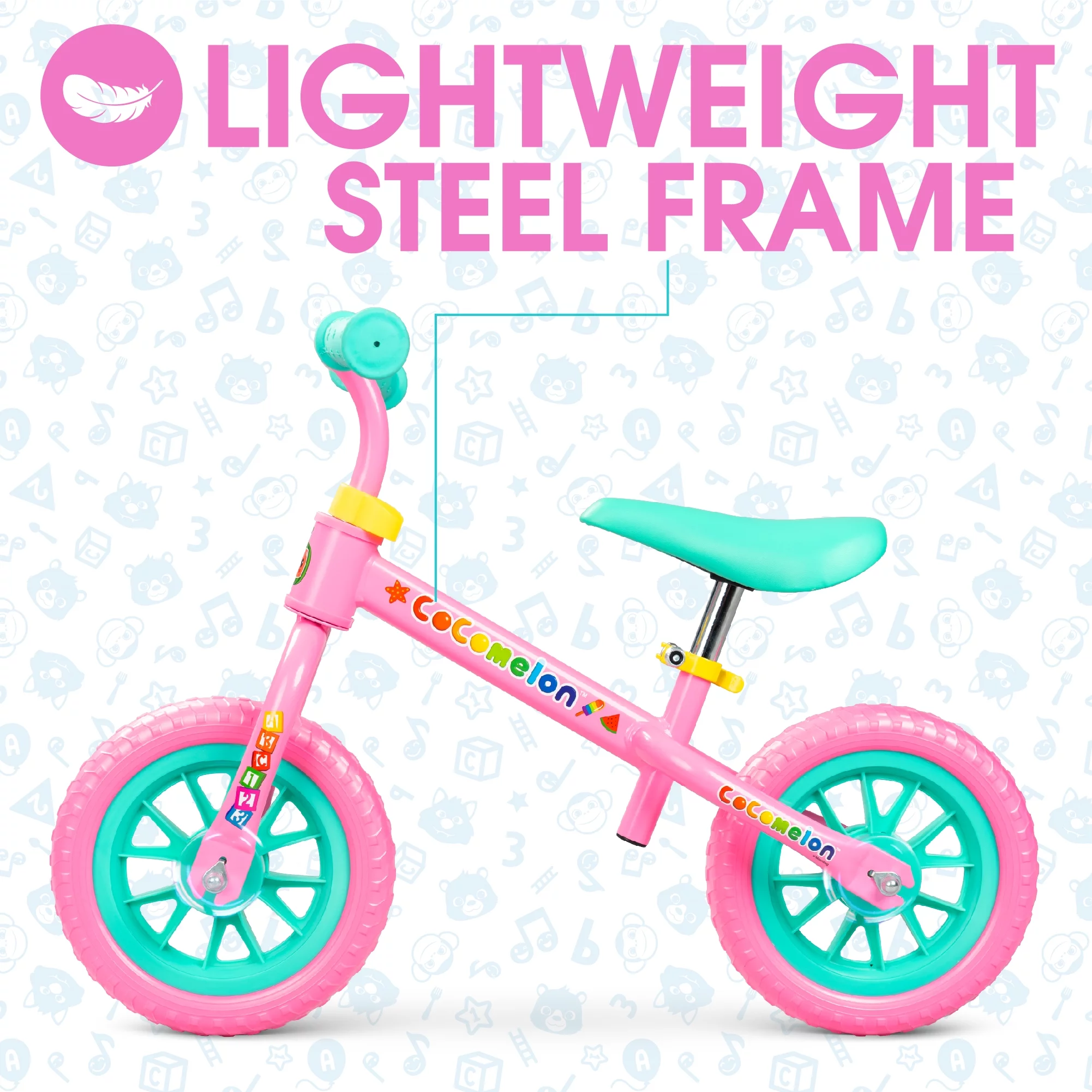 Cocomelon Toddlers Balance Bike Adjustable Helmet Light-up 10