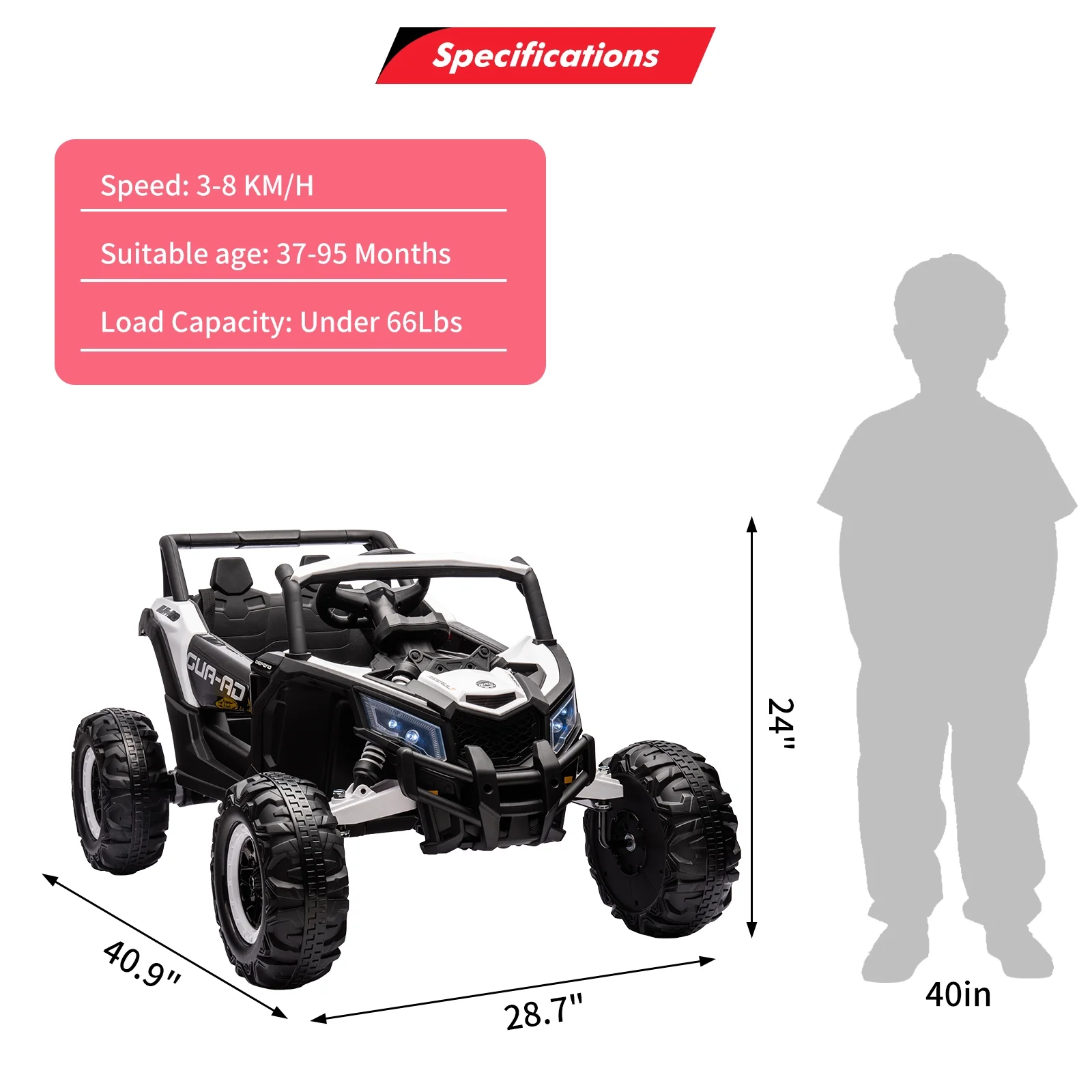 EastVita Ride on UTV Car, 24V Ride on Car Battery Powerd Electric Off-Road UTV Car w/Remote Control, 200W Motor, Spring Suspension, Music, LED Lights, ATV, Red - Womvr