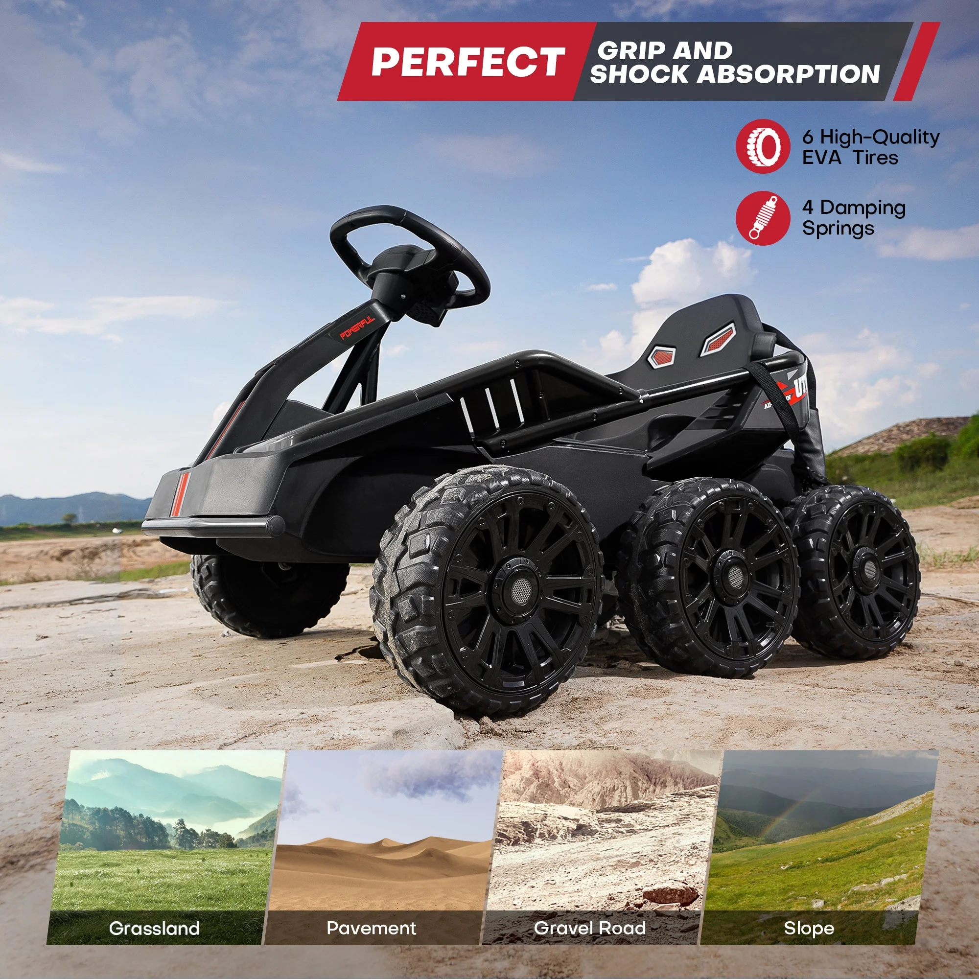 Teoayeah 24V Ride on Toys for Kids Ages 3-10, 2WD/4WD Switch, 4x75W Powerful Electric Car, 4 Shock Absorbers, Parent Remote, Music Player - Green - Womvr