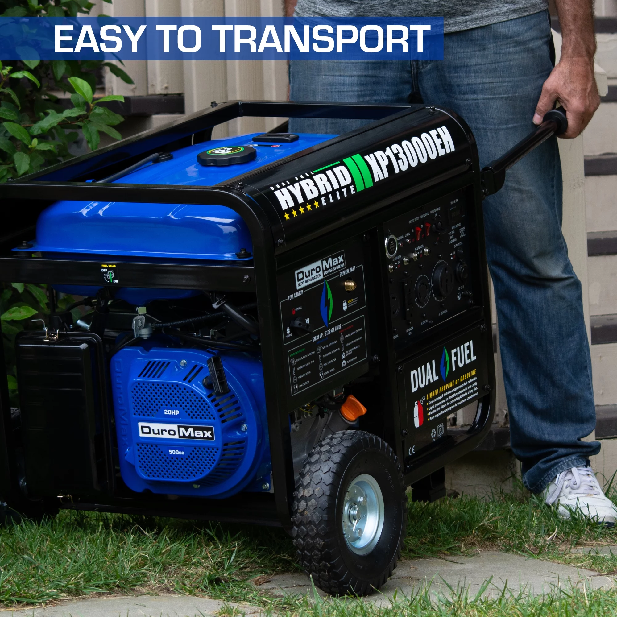 DuroMax XP13000EH 13,000-Watt 500cc Portable Hybrid Gas Propane Generator - Womvr