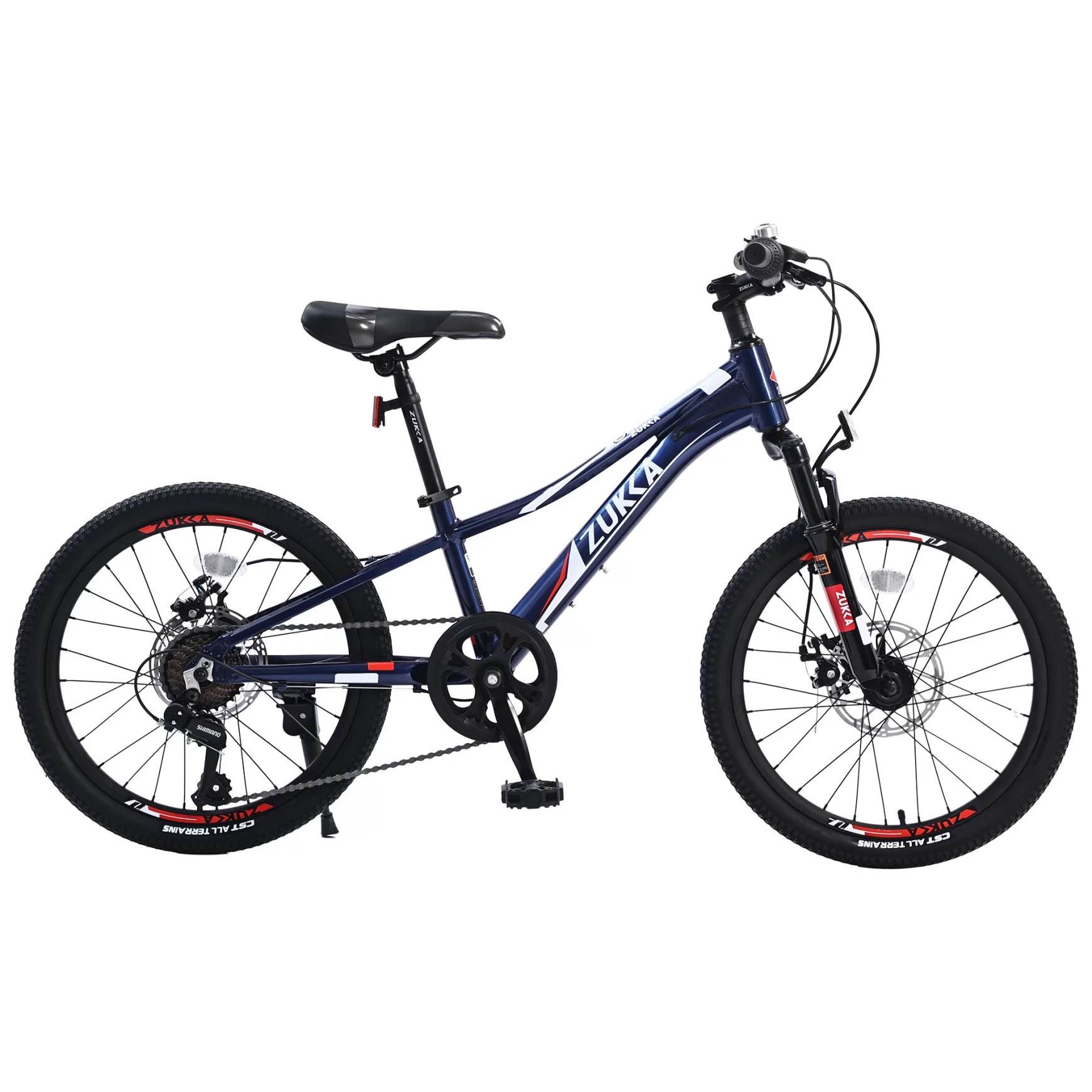 24 in Aluminum Mountain Bike for Boys and Girls, 7-Speed Mountain Bicycle with Double Disc Brake, Suspension Fork and High-quanity Anti-skid Tires, Blue - Womvr