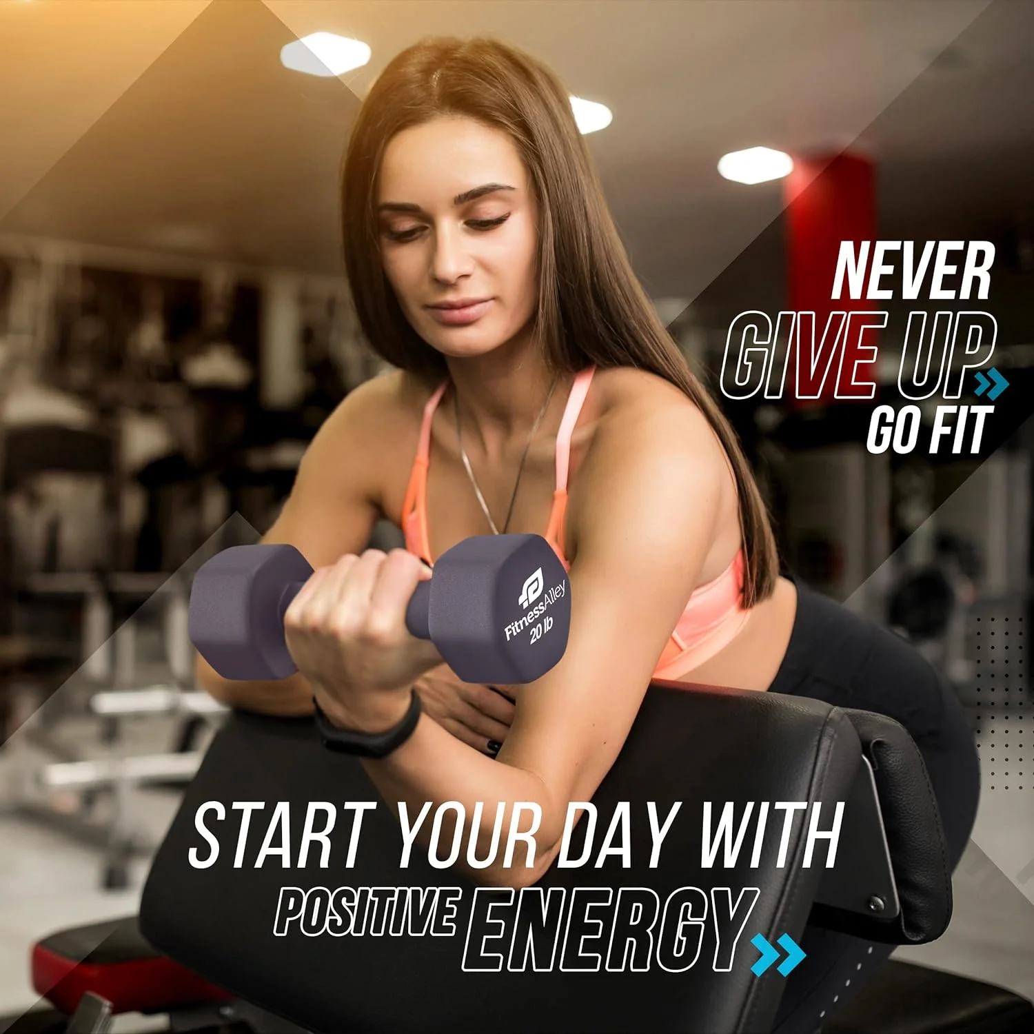 Fitness Alley Neoprene Coated Workout Dumbbells set of 2 �C Anti Roll, Non Slip with Smooth Grip Fitness & Exercise Dumbbells �C Hexagon Shaped Hand Weights (17.5 Pounds) - Womvr