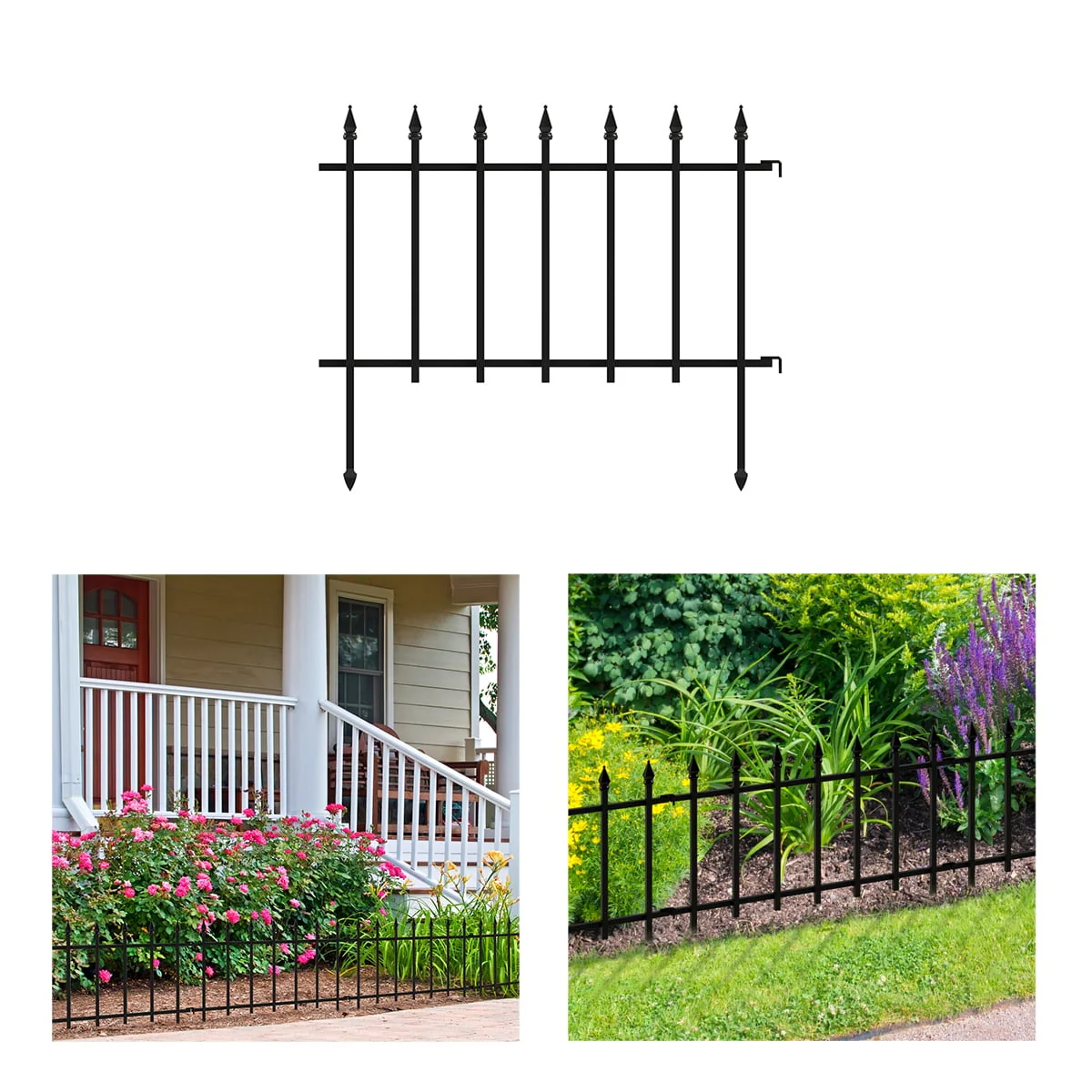 Expert Gardener Empire Black Powder Coated Steel Garden Border 22.5 inches W x 18 inches H - Womvr