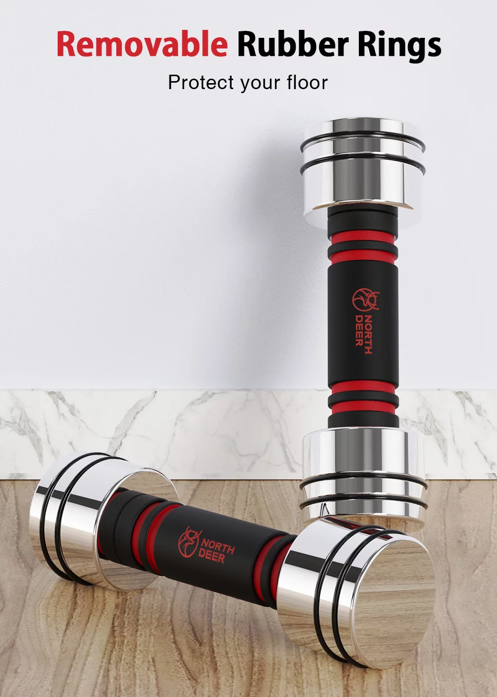 Northdeer Adjustable Dumbbells Pair Steel Weight Set 5lb 10lb 15lb 20lb 30lb 50lb Weights for Lifting Gym Fitness with Foam Handle, Silver - Womvr