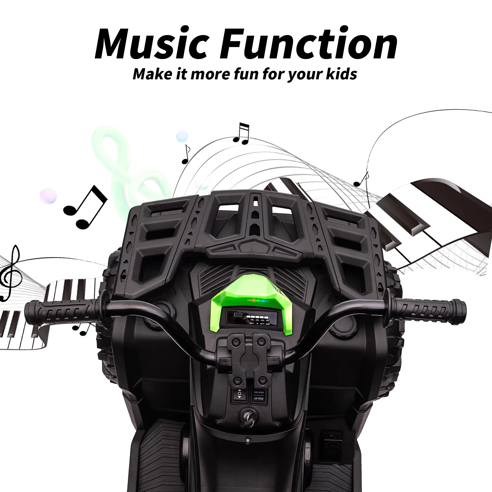 Outfunny Kids 4 Wheeler, 24V Ride on Toy Electric ATV for Big Kid Ages 3-7 - Green - Womvr