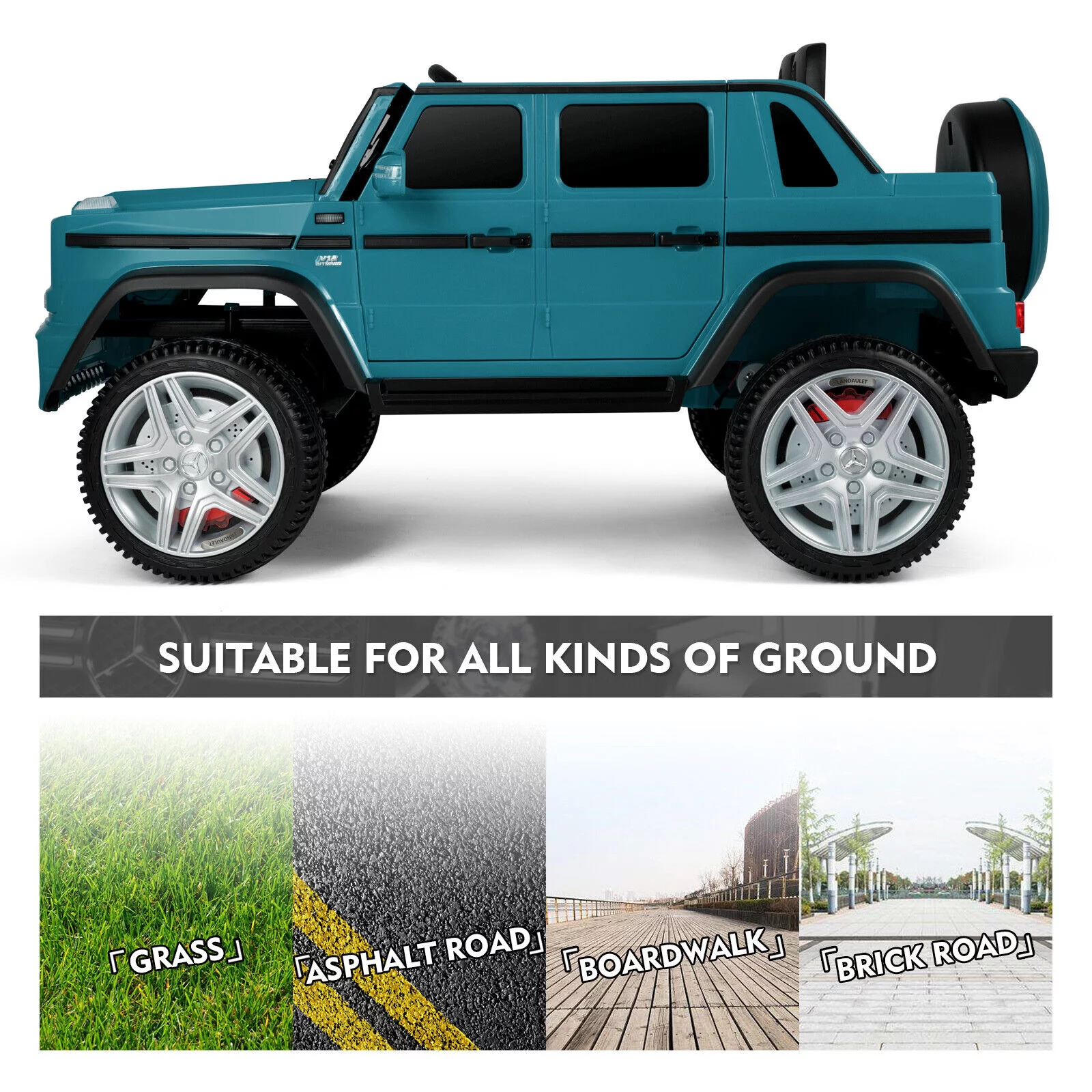 JOYLDIAS 12V Mercedes-Benz G650S Kids Ride On Car Electric Toy w/Remote Control, 3 Speeds, LED Lights, Bluetooth, Music(Pink) - Womvr