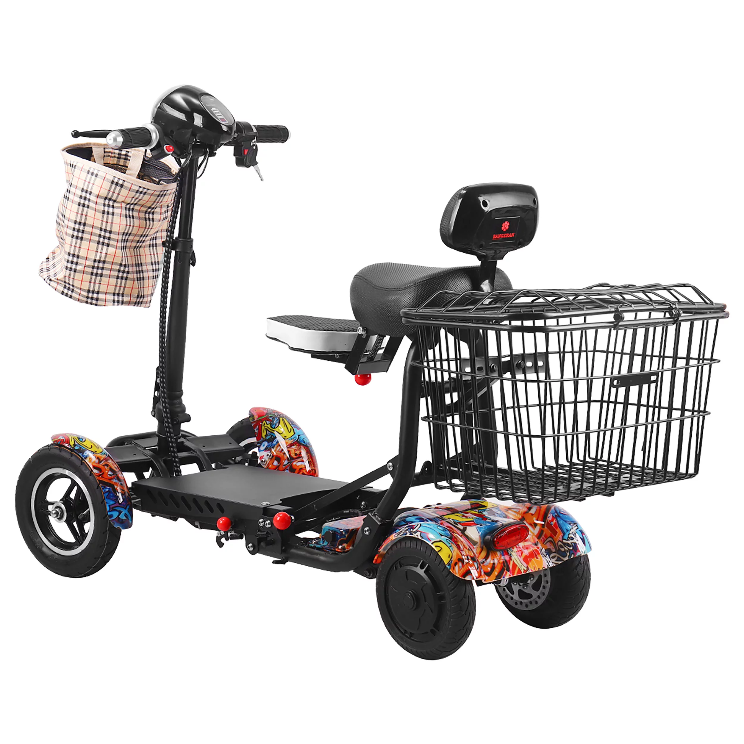 Smart Lightweight Electric Power Scooter, 4 Wheels Foldable Double Seats - Womvr