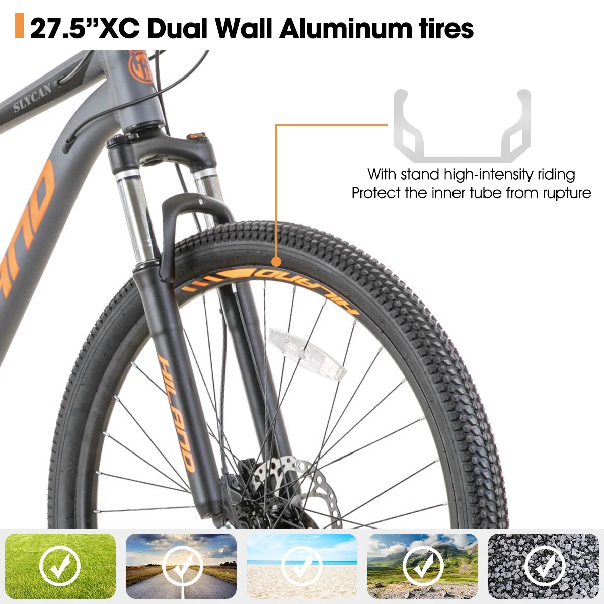 Hiland Aluminum Mountain Bike 21 Speeds MTB,Lock-Out Suspension Fork,27.5 inch Wheel,Mens Mountain Bike Bicycle, Black - Womvr