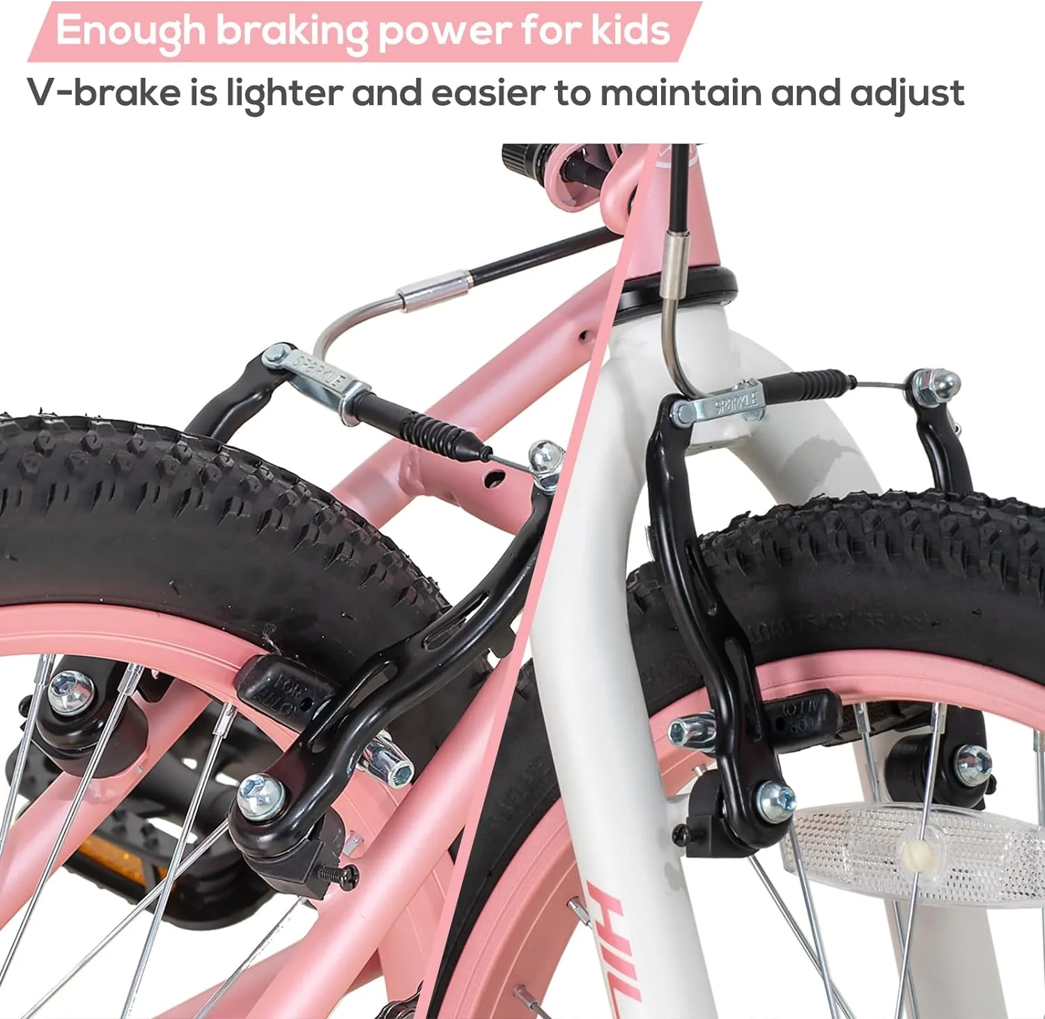 Hiland 20 inch Kids Mountain Bike for Girls Boys with Dual Handbrakes Kickstand, Pink - Womvr