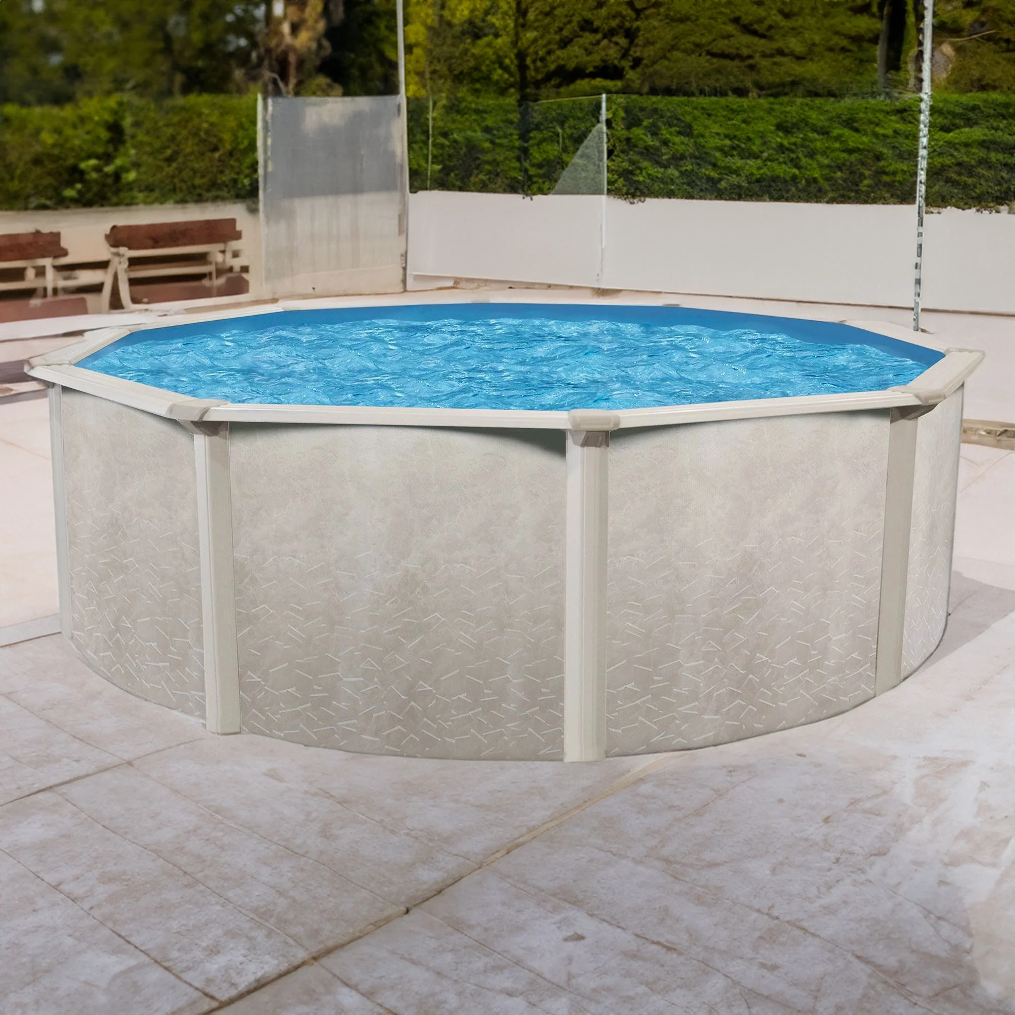 Aquarian 18 Foot by 52 Inch Steel Frame Outdoor Above Ground Pool, Gray - Womvr