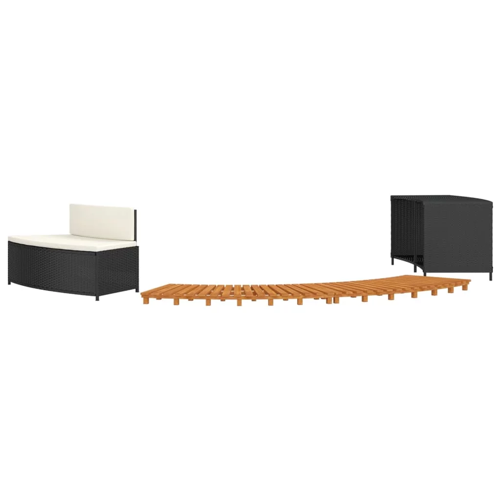 Irfora Spa Surround Black Poly Rattan and Solid Wood Acacia - Womvr