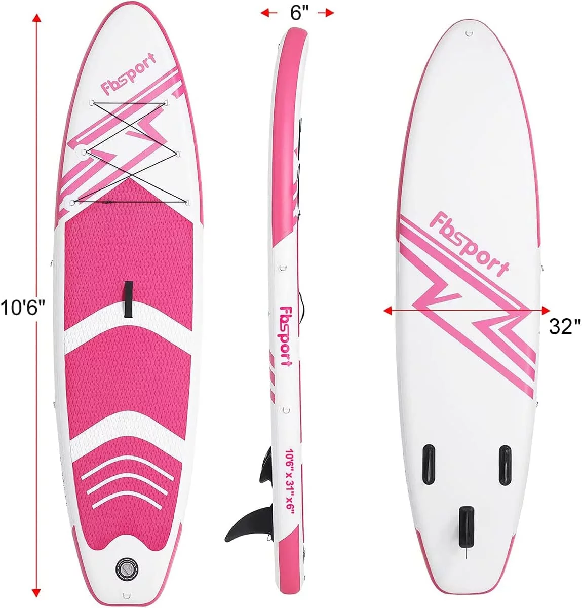 Fbsport 11ft Inflatable Paddle Board SUP, 6'' Thick W/Paddling Fins Pump & Accessories Pack, Green - Womvr