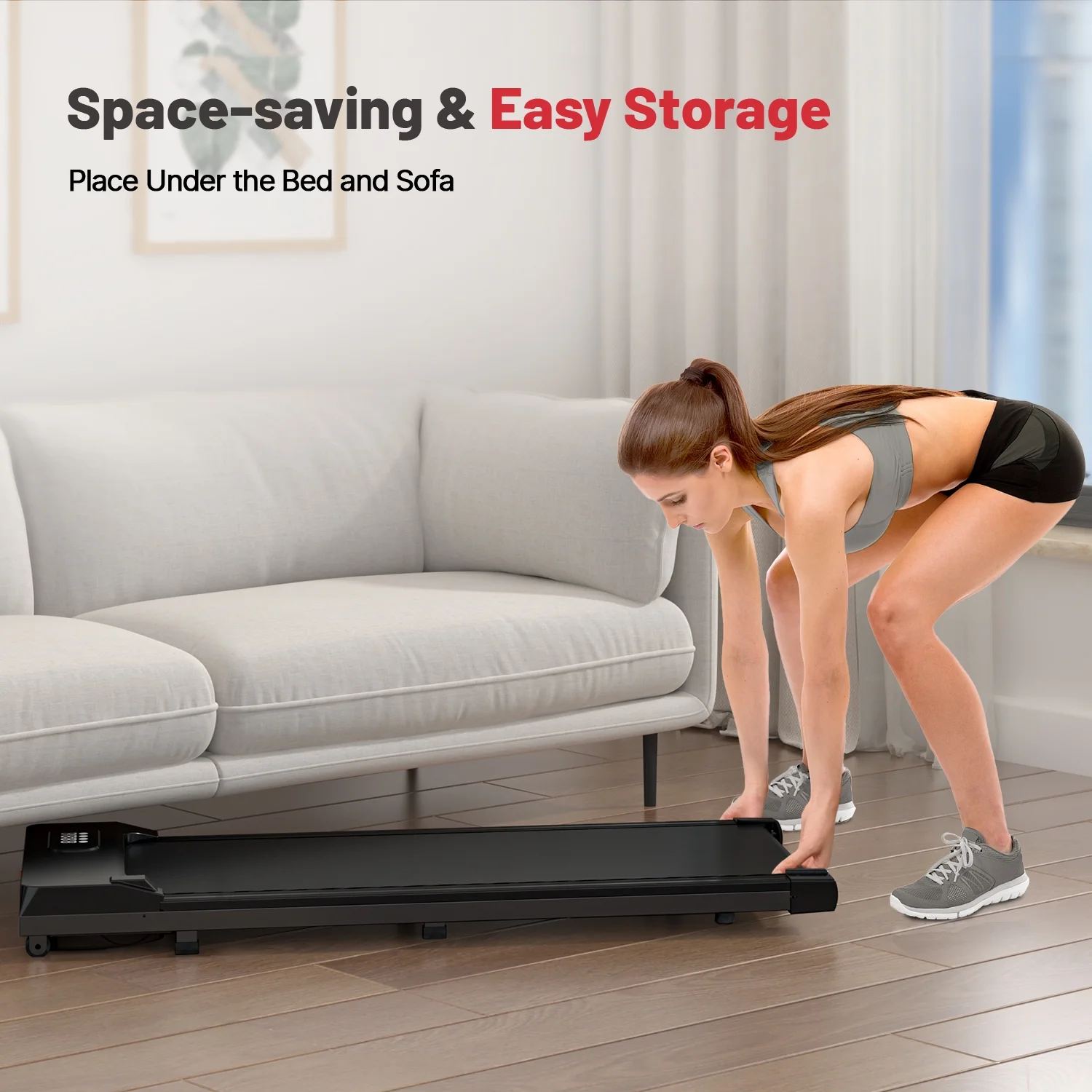 Bigzzia Walking Pad, 2 in 1 Under Desk Treadmill with Remote Control and LCD Display, Compact Treadmill for Home & Office, Silver - Womvr