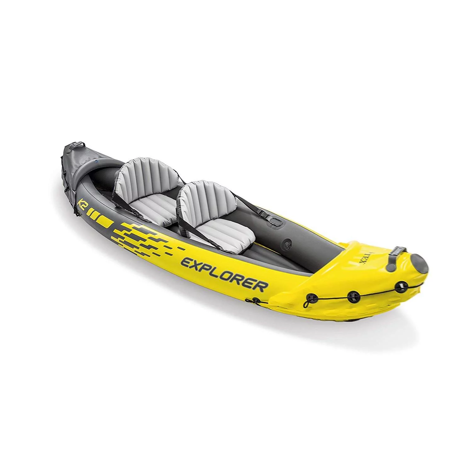Intex Explorer K2 Yellow 2 Person Inflatable Kayak with Aluminum Oars & Air Pump - Womvr