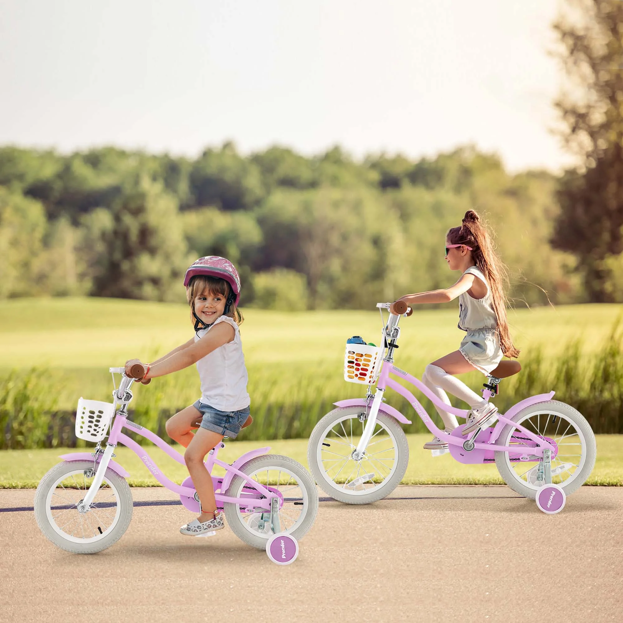 Costway 16'' Kids Bike Toddler Adjustable Bicycle withTraining Wheel for 4-8 Years Old Girl Pink - Womvr
