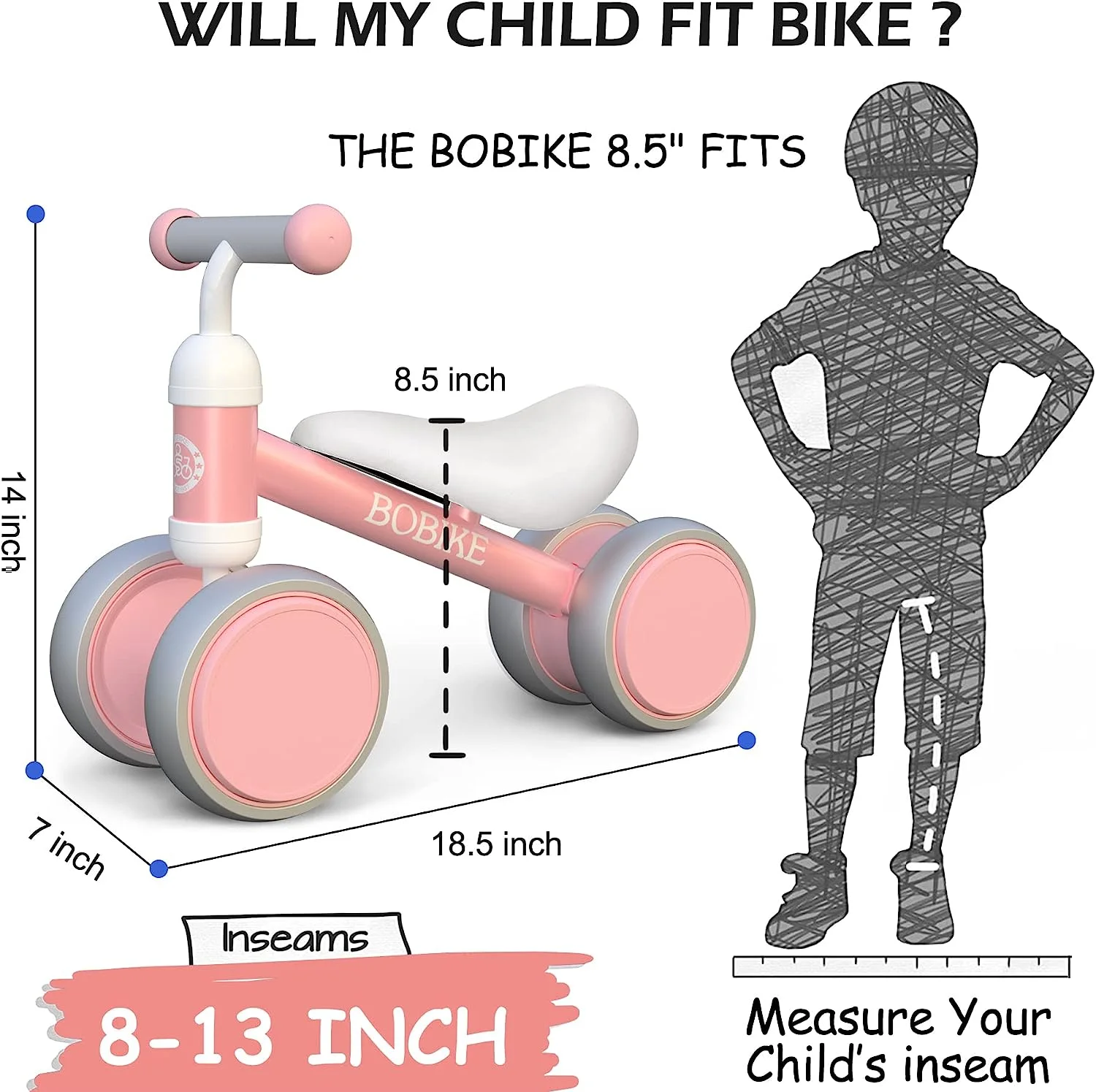 Bobike Baby Balance Bike Toys for 1 Year Old 10-24 Months Toddler Walker Bicycle Pink - Womvr