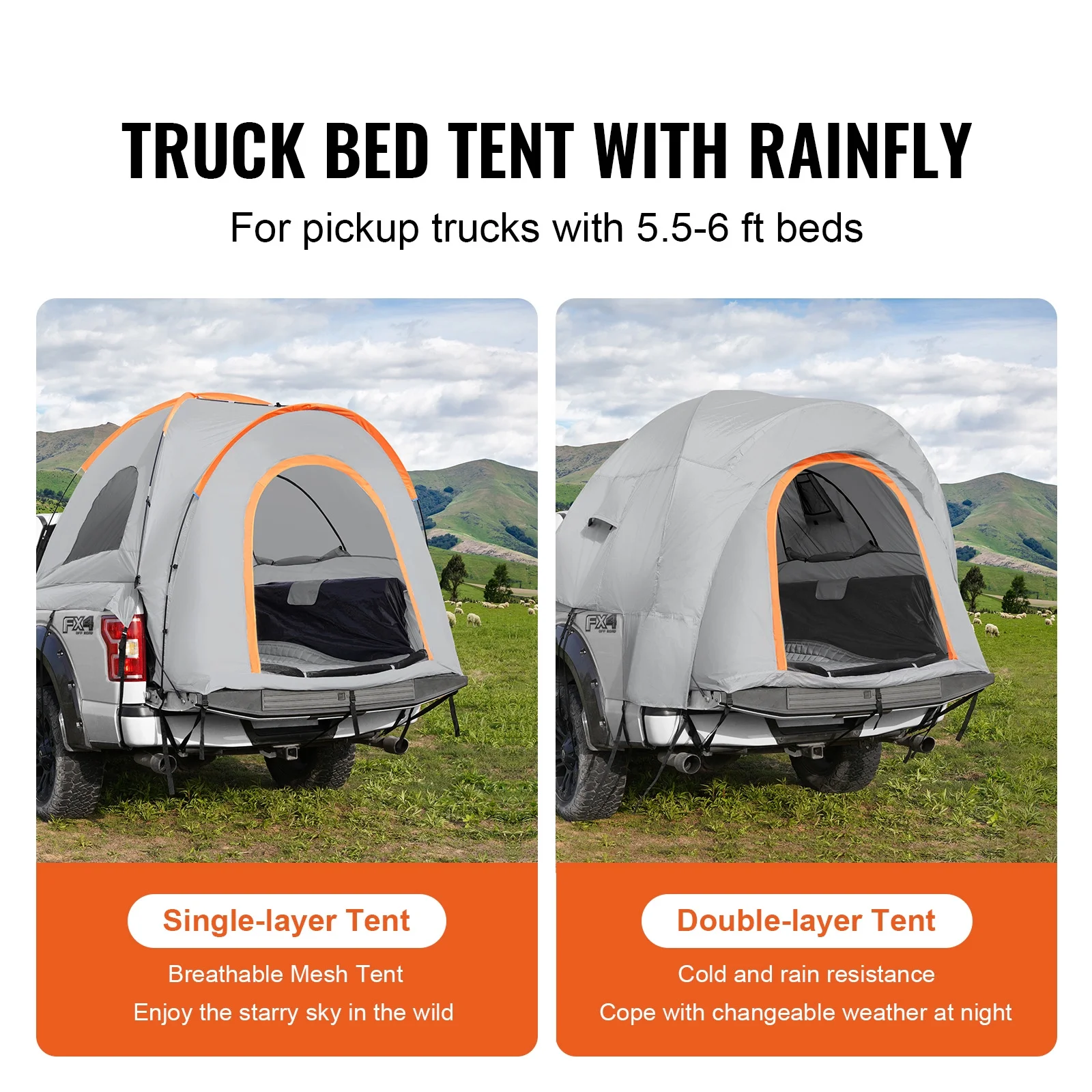 BENTISM SUV Camping Tent 8-8 Ft Waterproof Pickup SUV Tent with Rainfly Carry Bag Car Canopy Shelter for Camping Outdoor Travel - Womvr