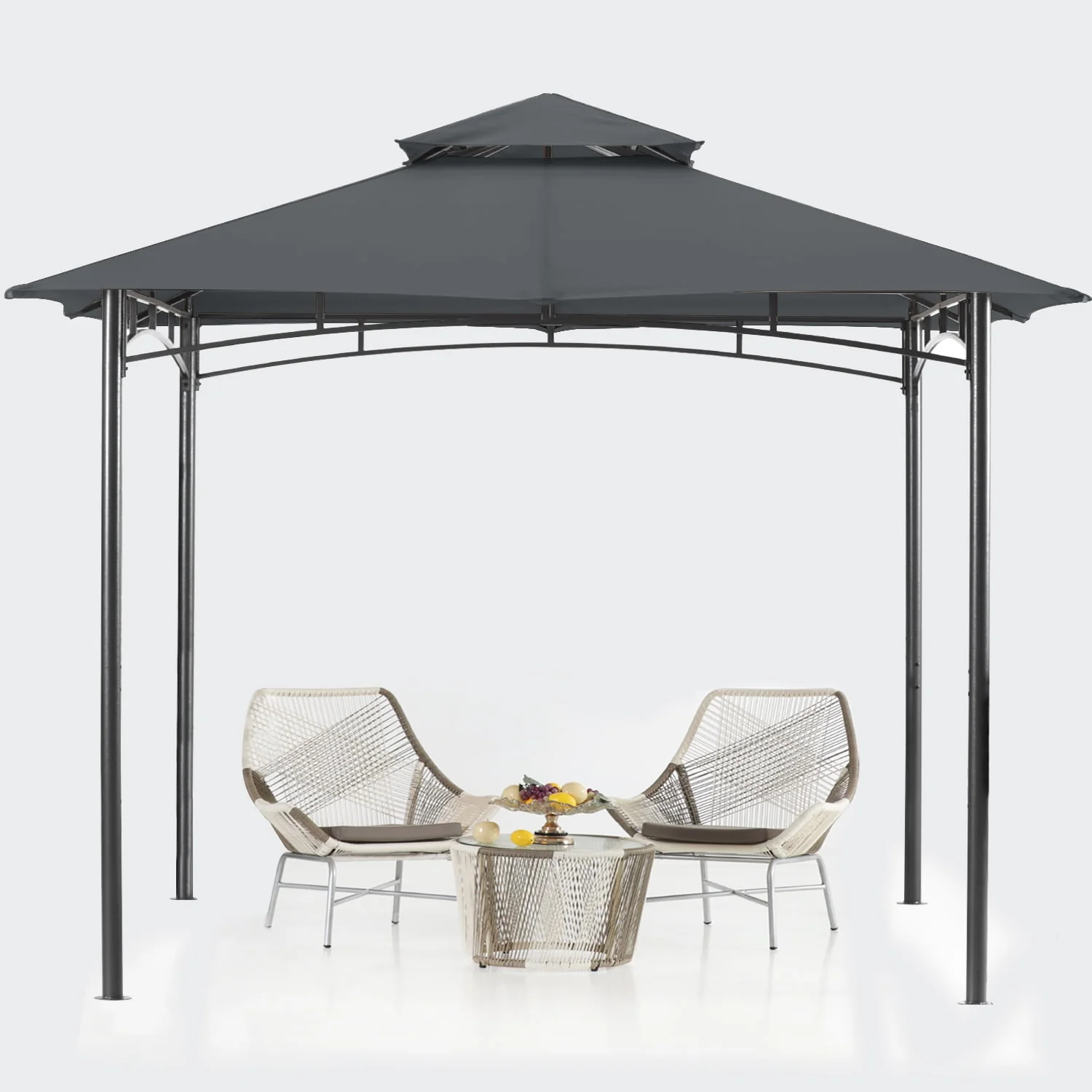 ABCCANOPY 9'x9' Patio Gazebo With Mosquito Netting and Double Soft Roof Canopies for Shade and Rain,Rust Red - Womvr