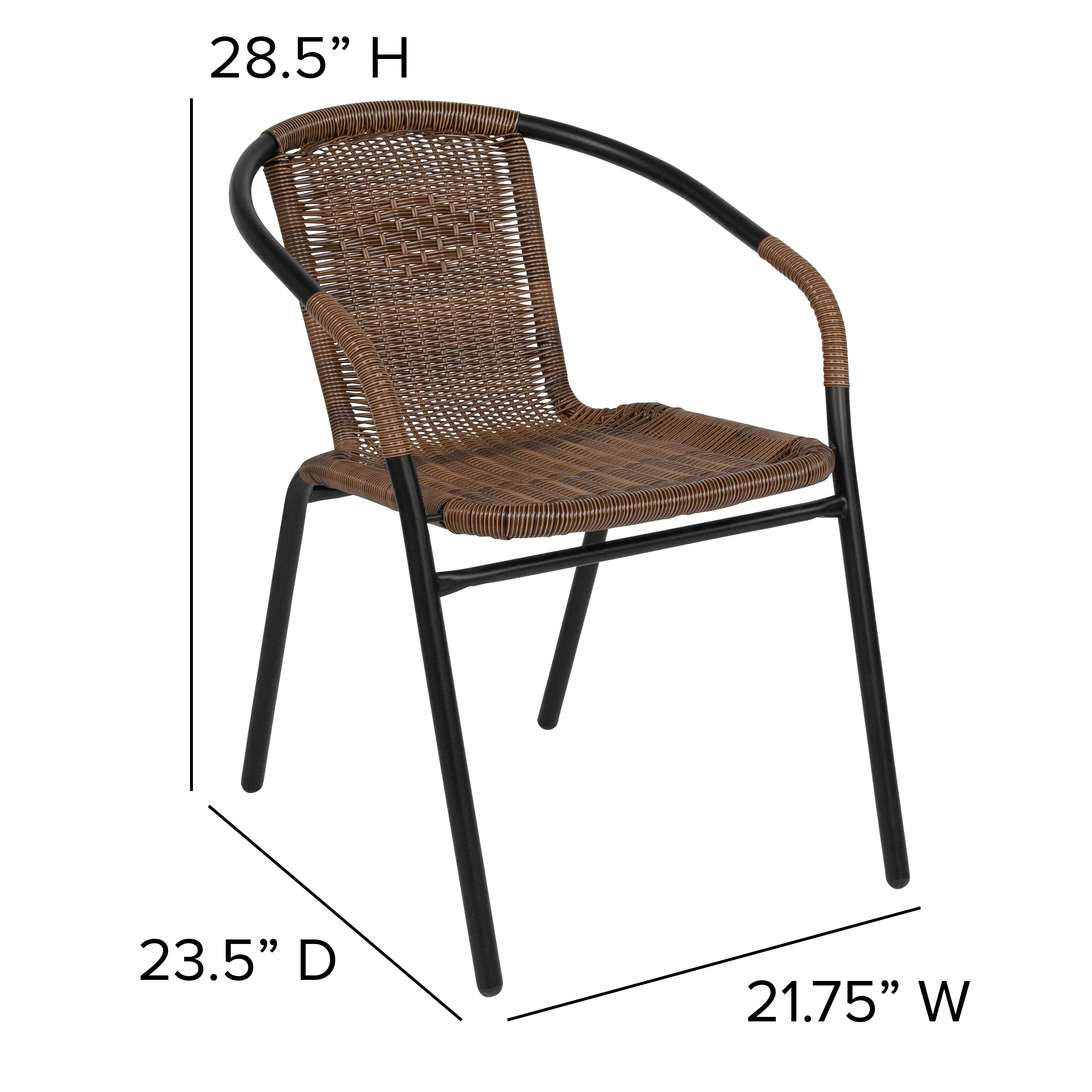 Emma + Oliver 2 Pack Gray Rattan Indoor-Outdoor Restaurant Stack Chair with Curved Back - Womvr