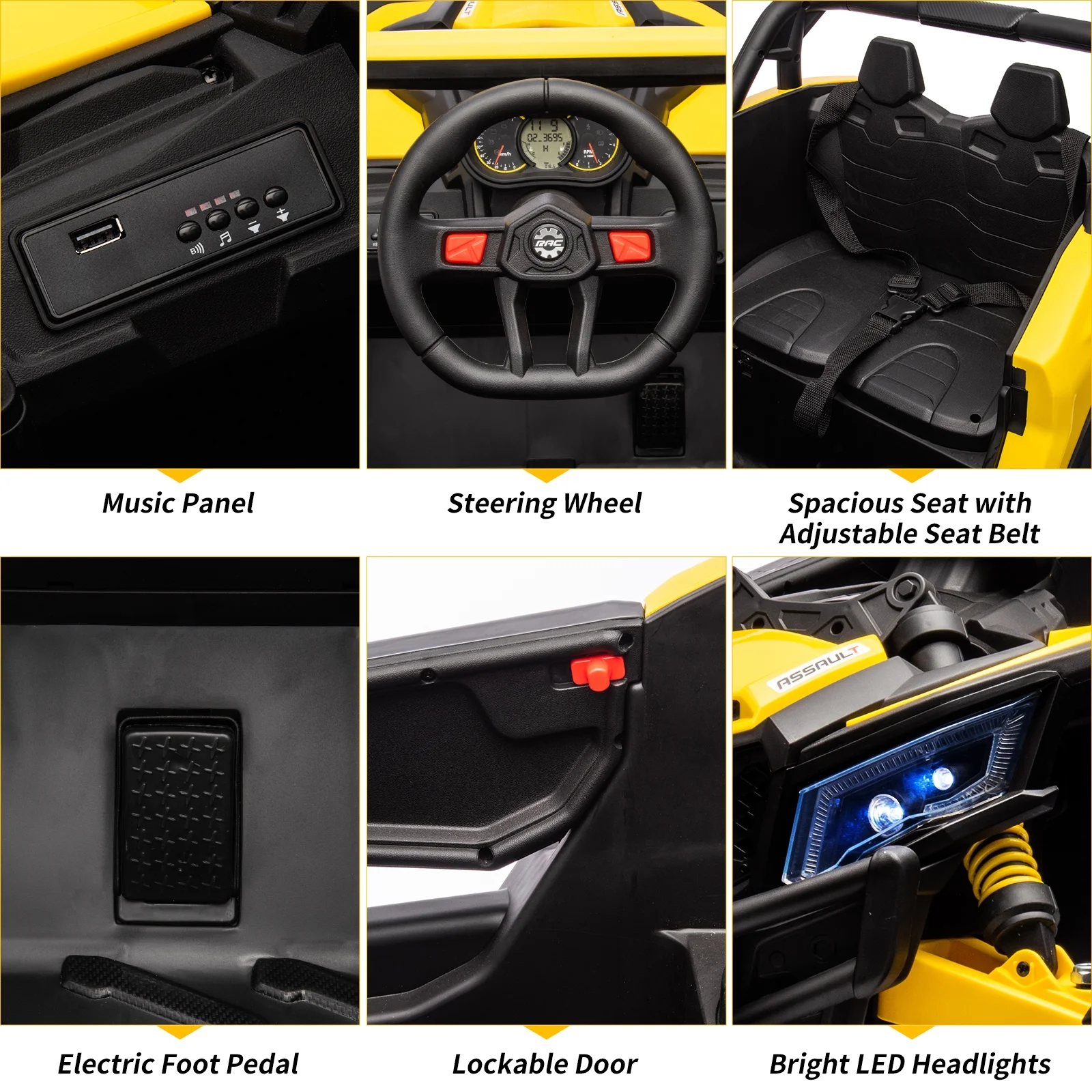 EastVita Ride on UTV Car, 24V Ride on Car Battery Powerd Electric Off-Road UTV Car w/Remote Control, 200W Motor, Spring Suspension, Music, LED Lights, ATV, Red - Womvr