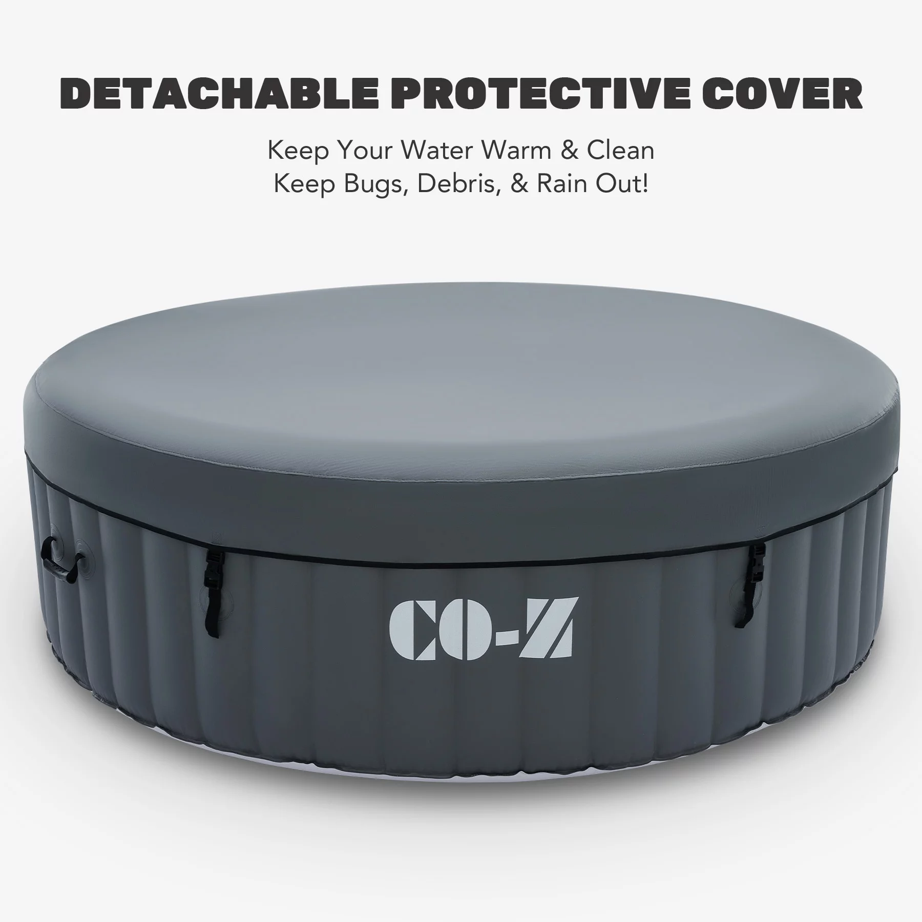 CO-Z 6 Person 7ft Inflatable Hot Tub Pool with Massage Jets and All Accessories Gray - Womvr