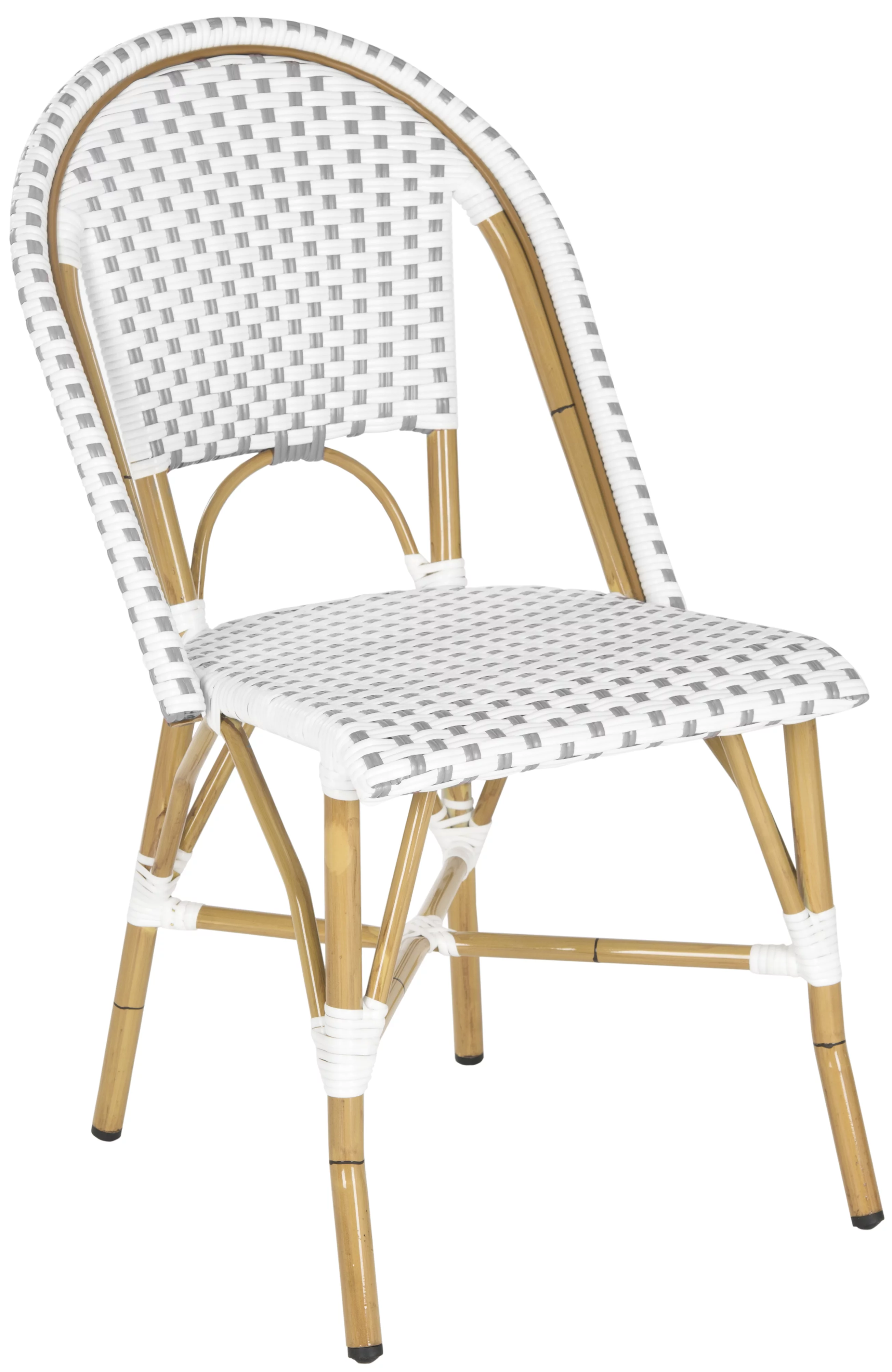 SAFAVIEH Salcha Outdoor French Bistro Side Chair, Blue/White, Set of 2 - Womvr