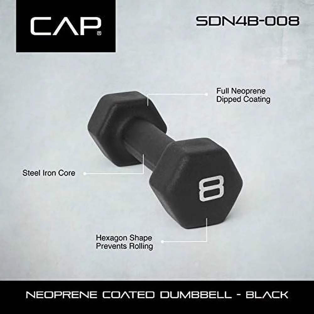 CAP Barbell, 15lb Black Neoprene Dumbbell, Pair - Womvr
